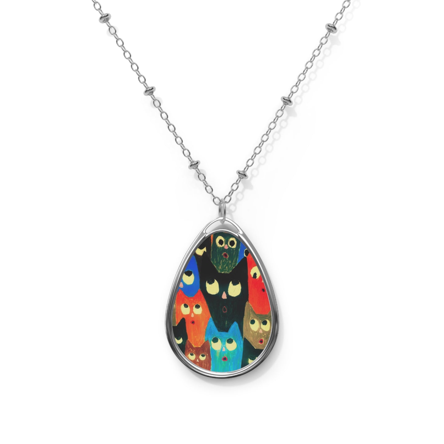 Choir of Cats Oval Necklace
