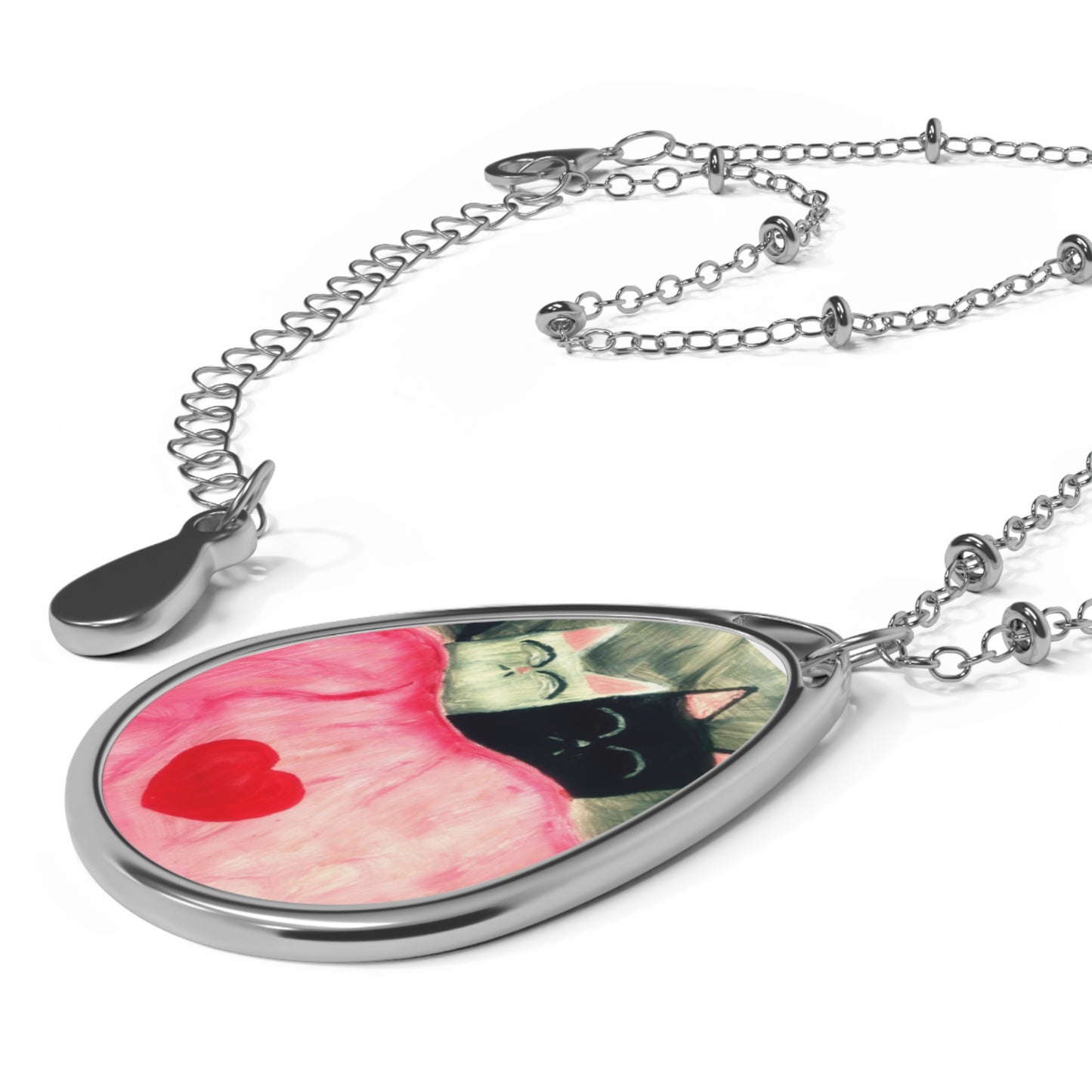 Sleepy Cats Oval Necklace