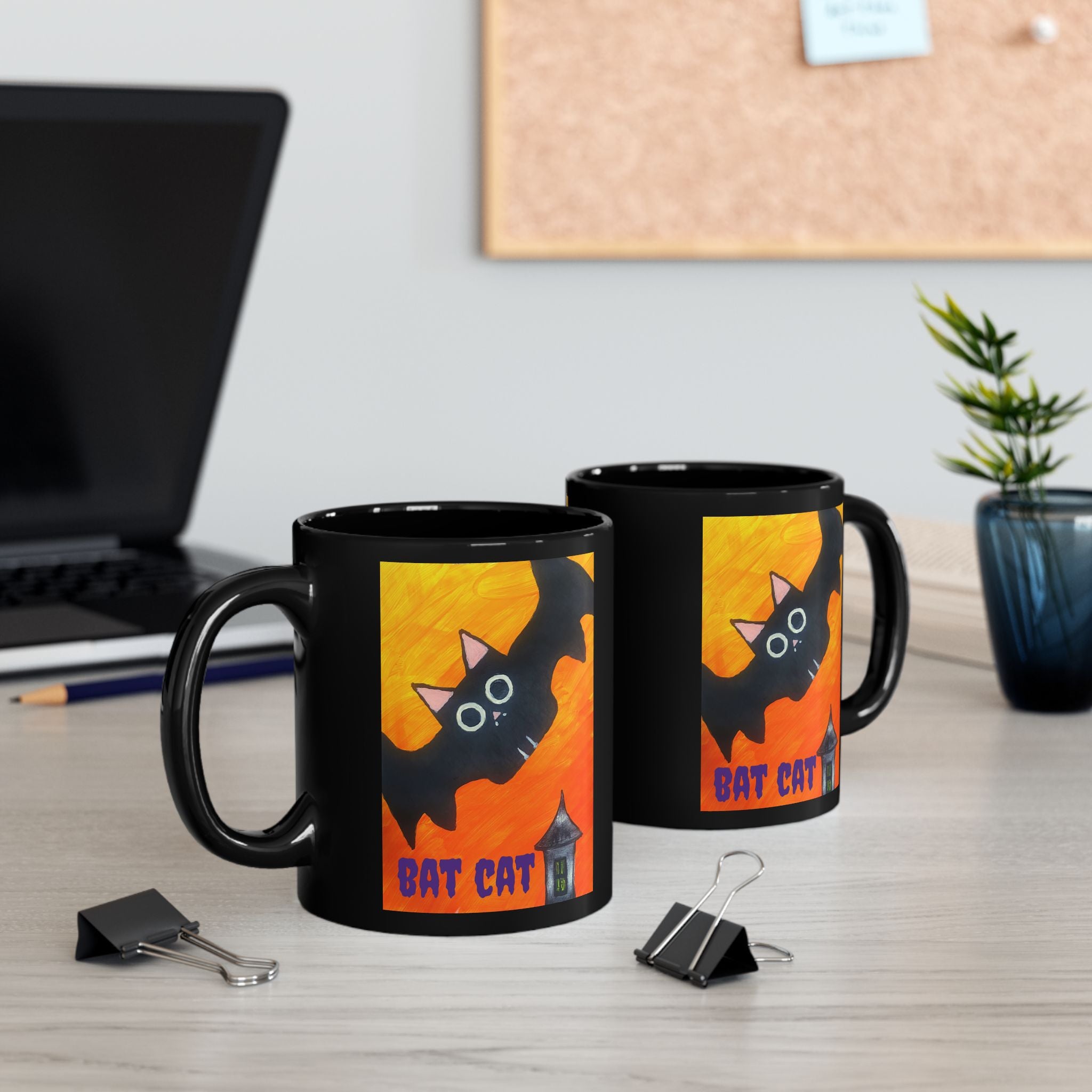 Halloween Bat Cat Mug