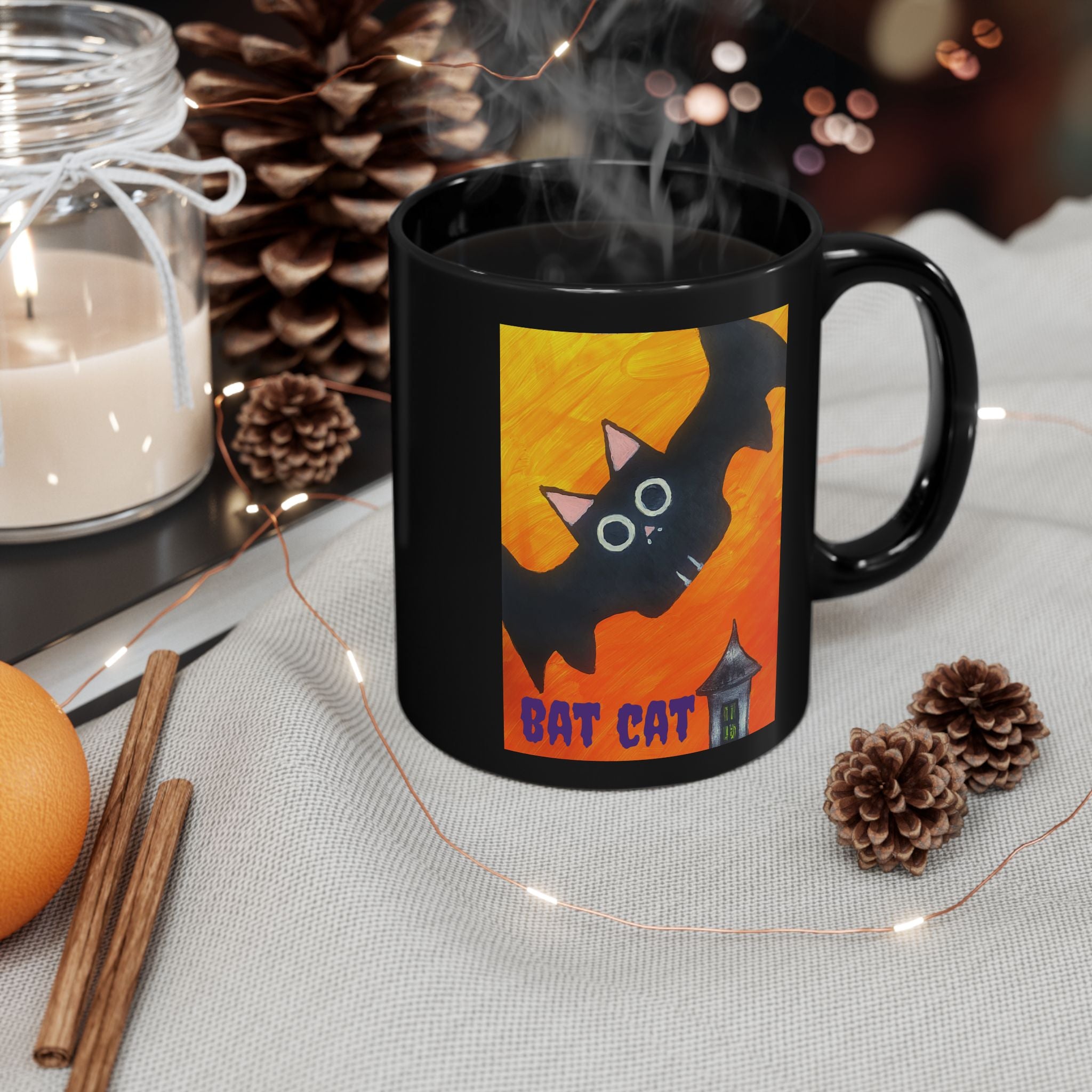Halloween Bat Cat Mug