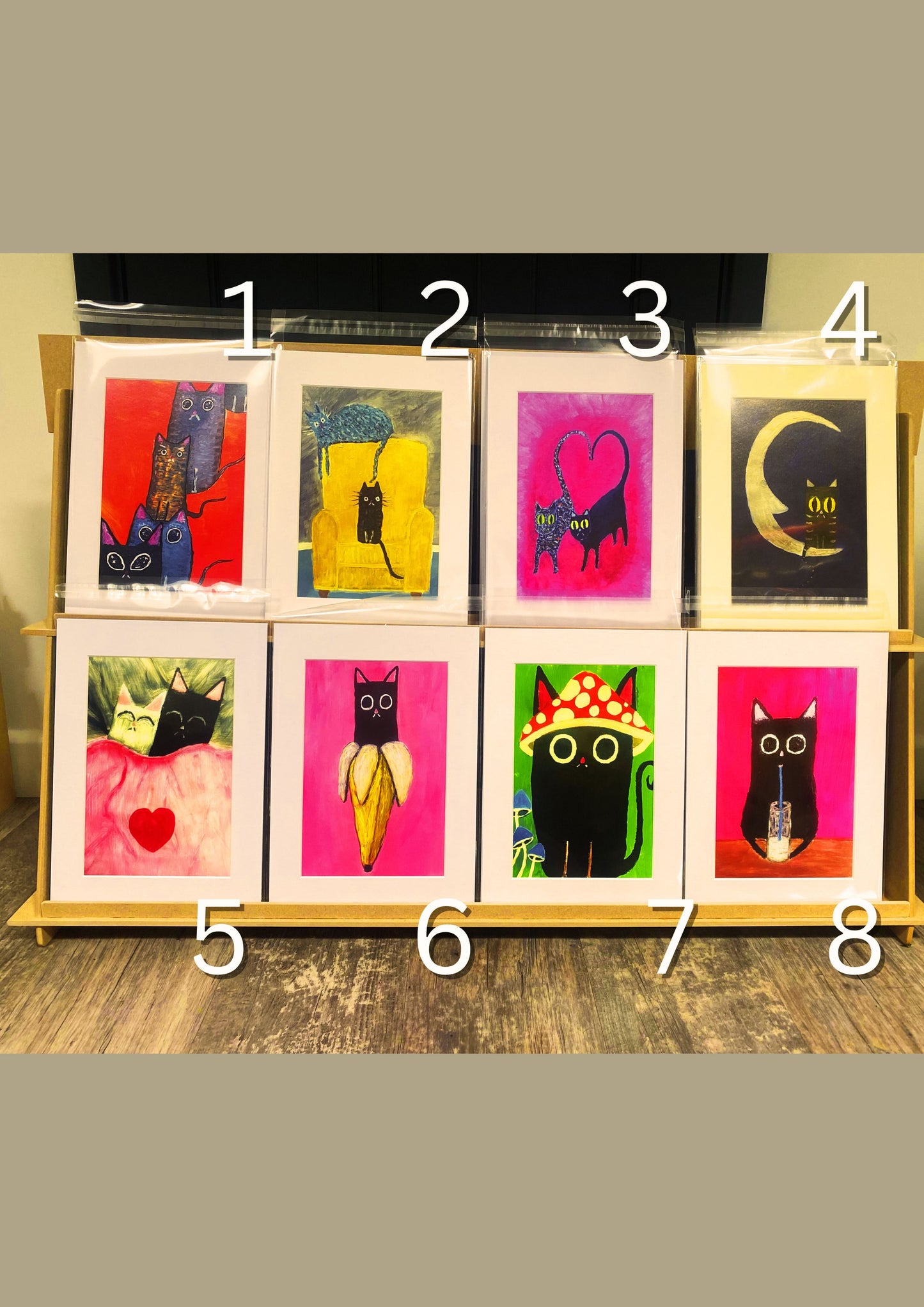 Limited Edition Pack of 2 A4 Giclee Fine Art Cat Prints
