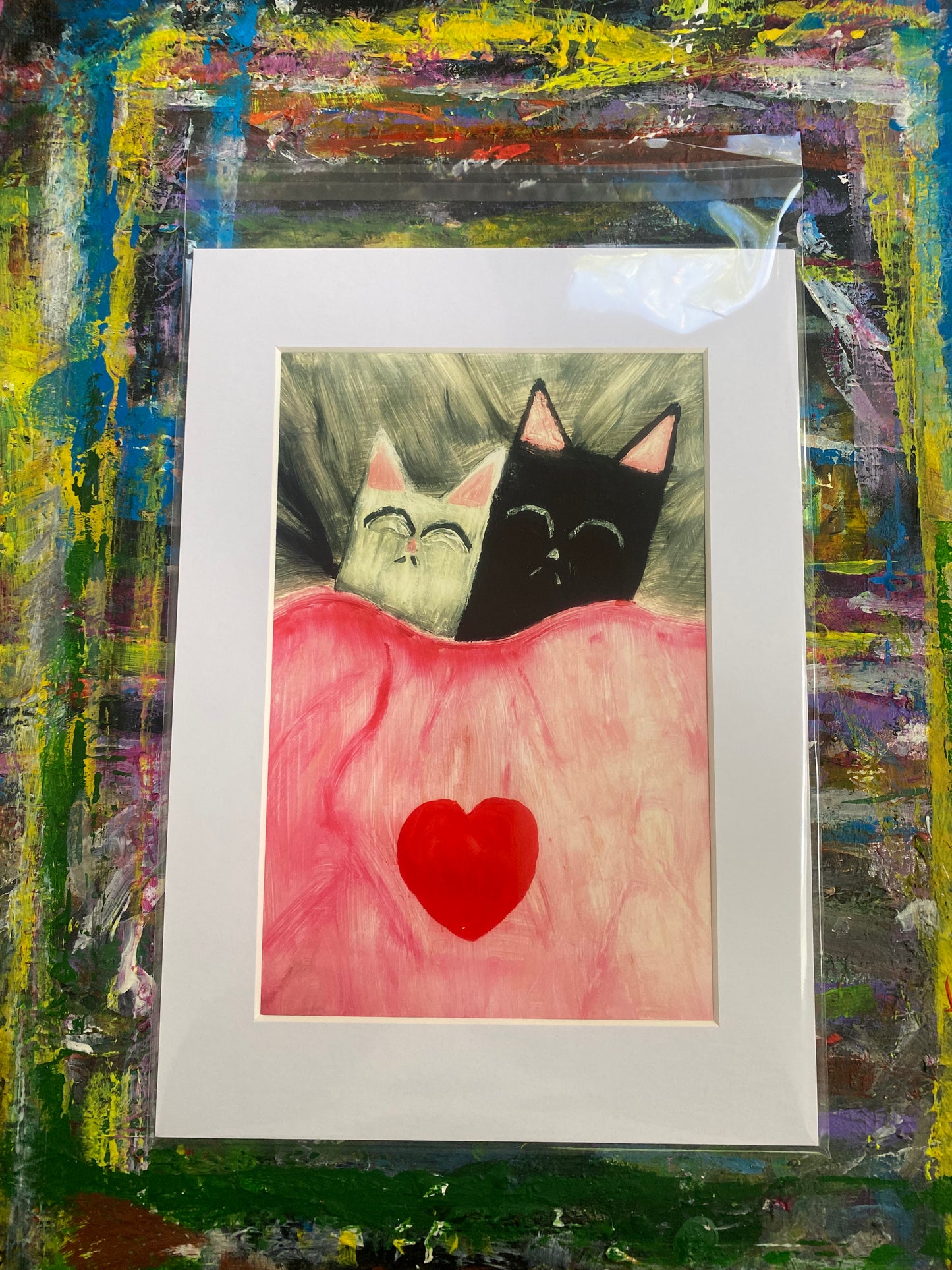 Sleeping Cats Giclee Fine Art Print. A4 Mount