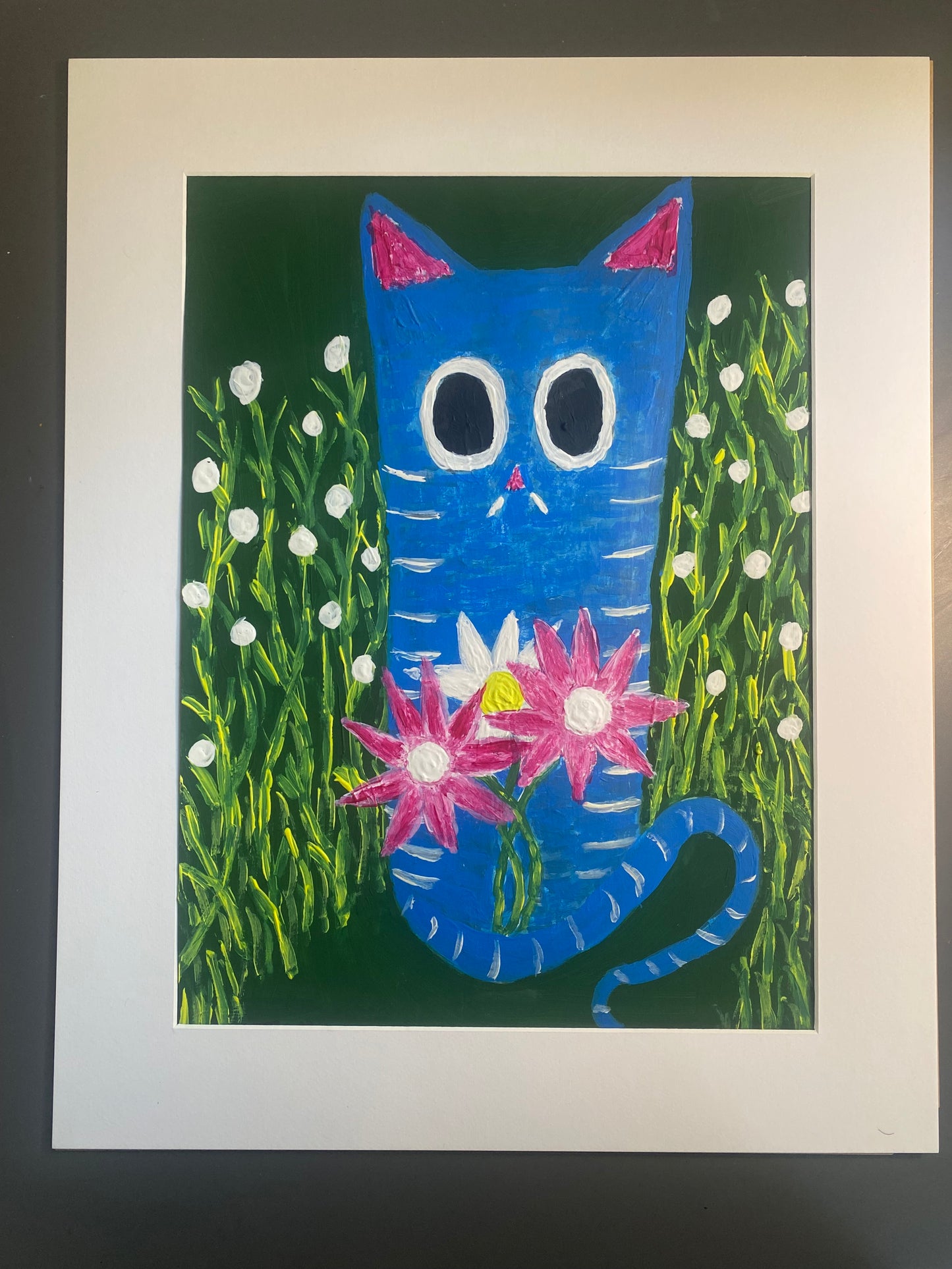 Spring Cat Original Acrylic Painting, Signed By The Artist