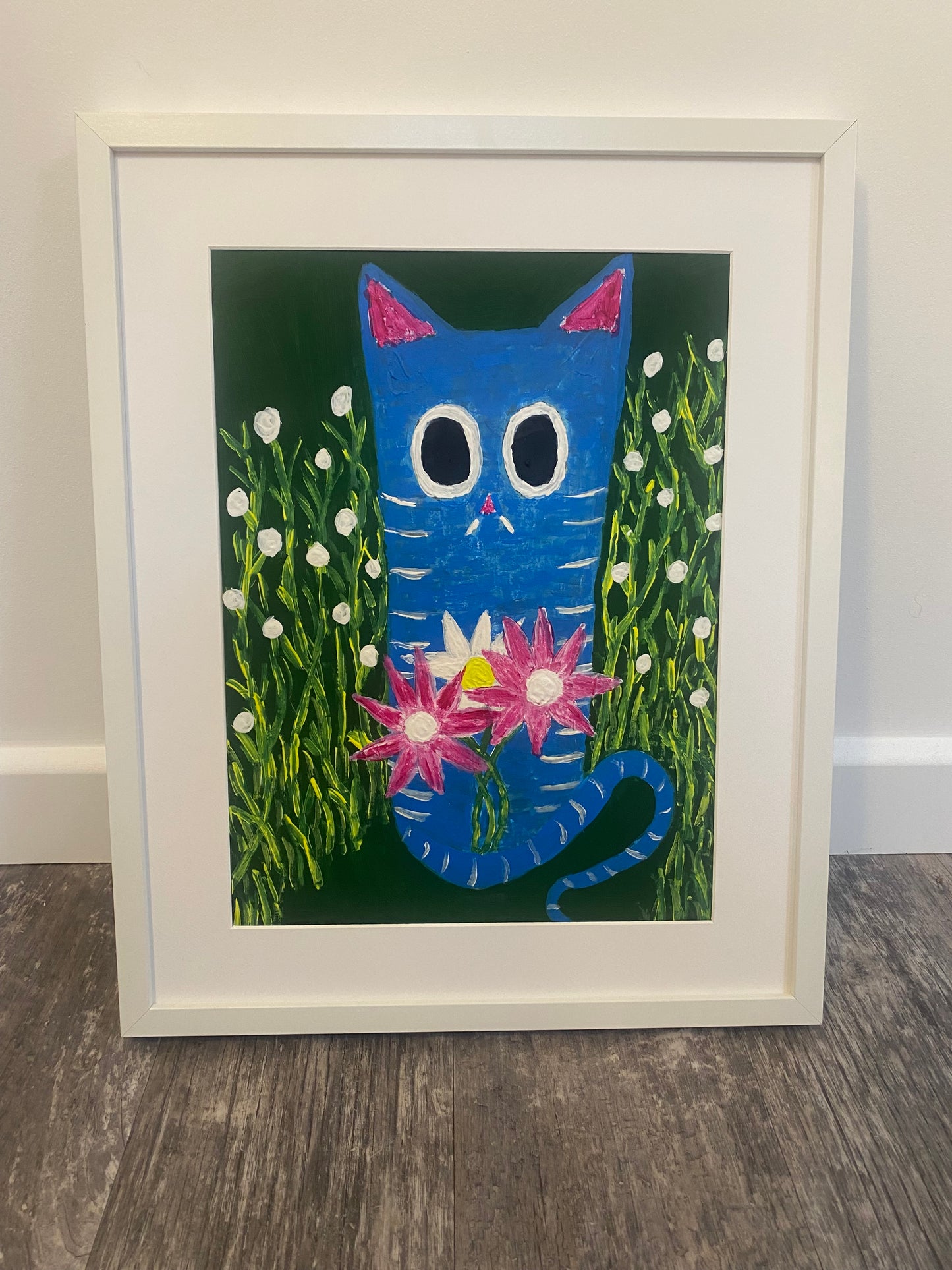 Spring Cat Original Acrylic Painting, Signed By The Artist