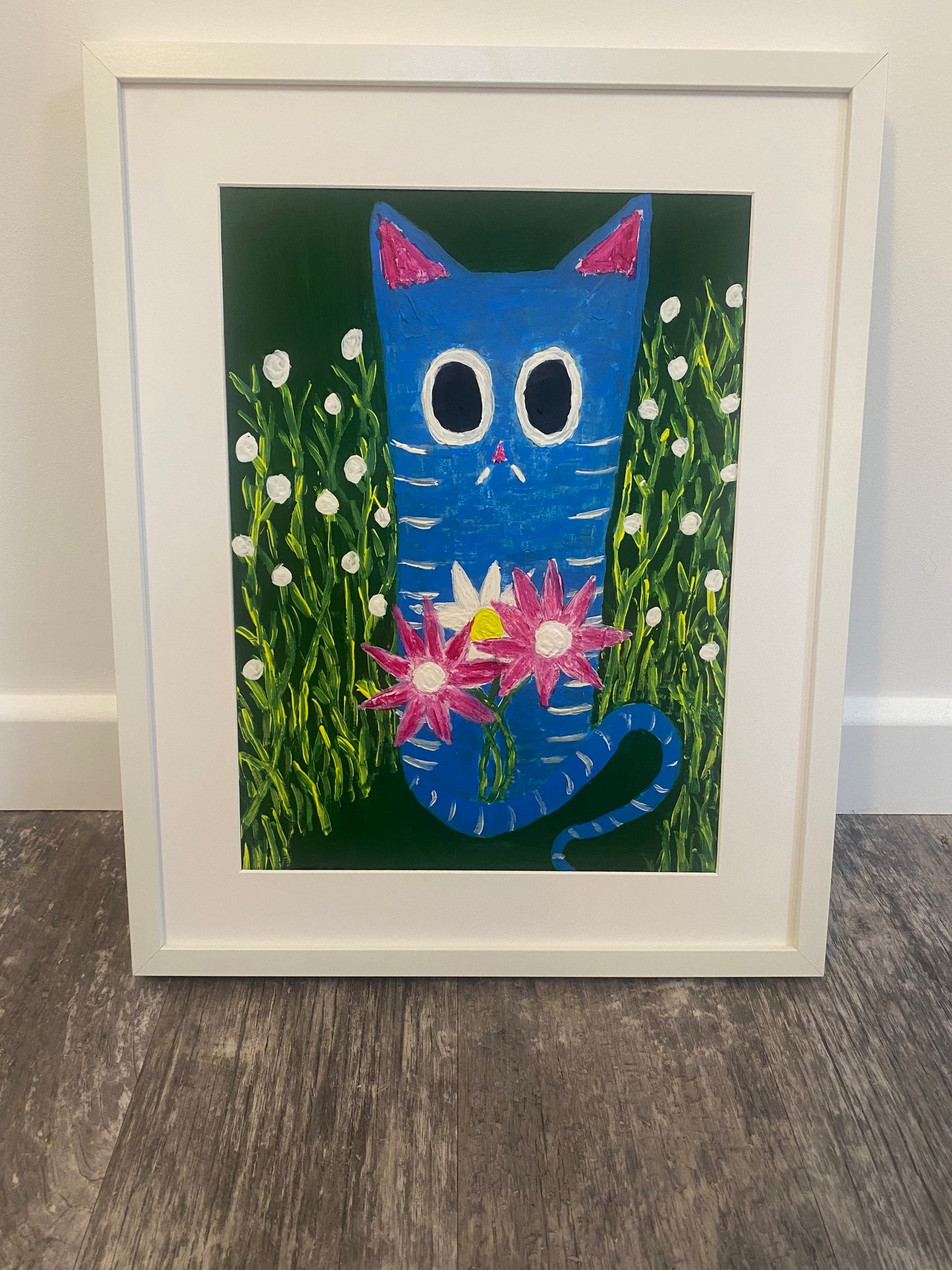 Spring Cat Original Acrylic Painting, Signed By The Artist