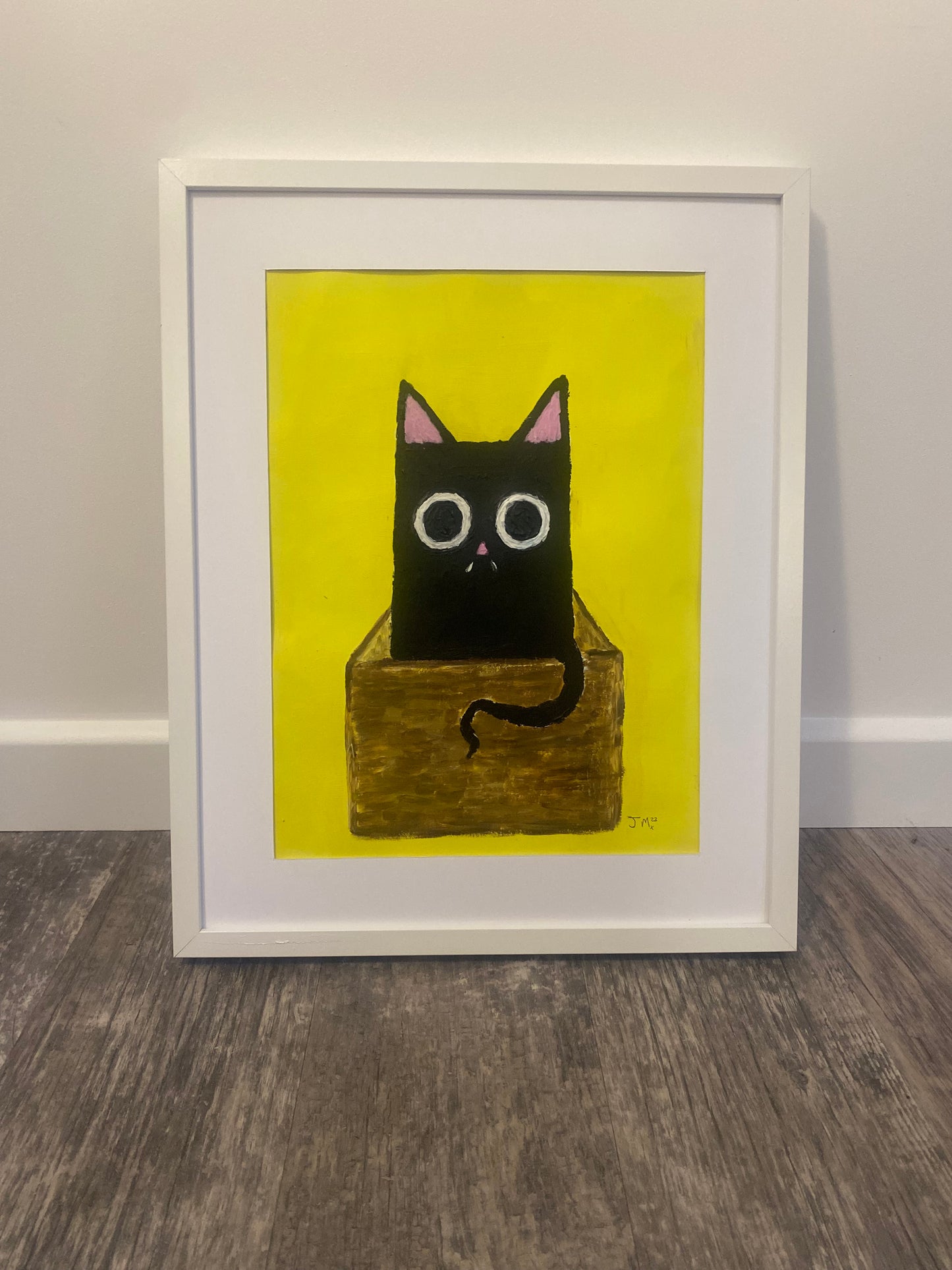 Cat In A Box, Original Acrylic Painting, Signed By The Artist