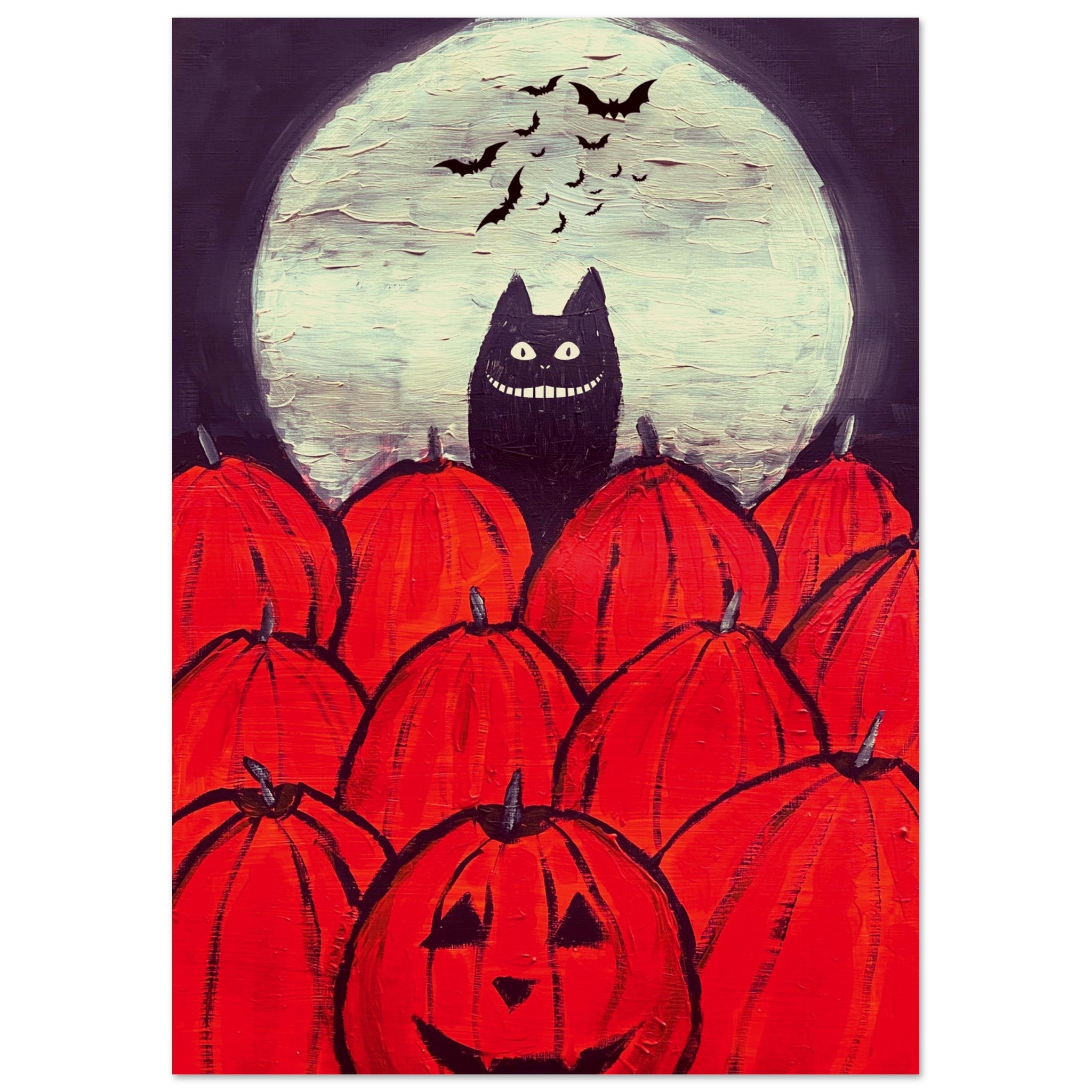 Spooky Kawaii Cat Poster Print Available In A4, A3, A2