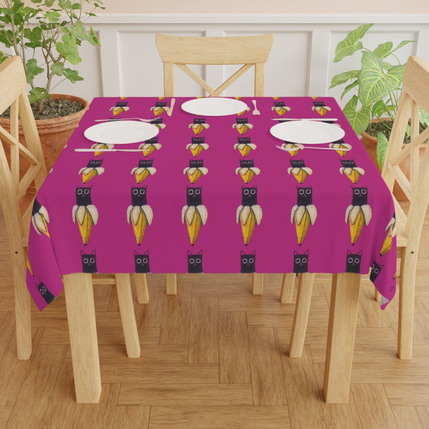 Tablecloth - Banana Cat Design, Kitchen Decor, Fun Dining Accessory