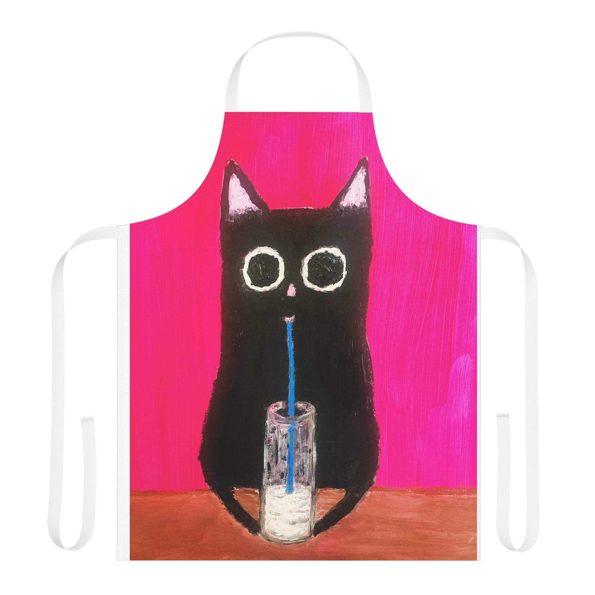 Cat With Milk Apron, Choice Of 5 Colour Straps