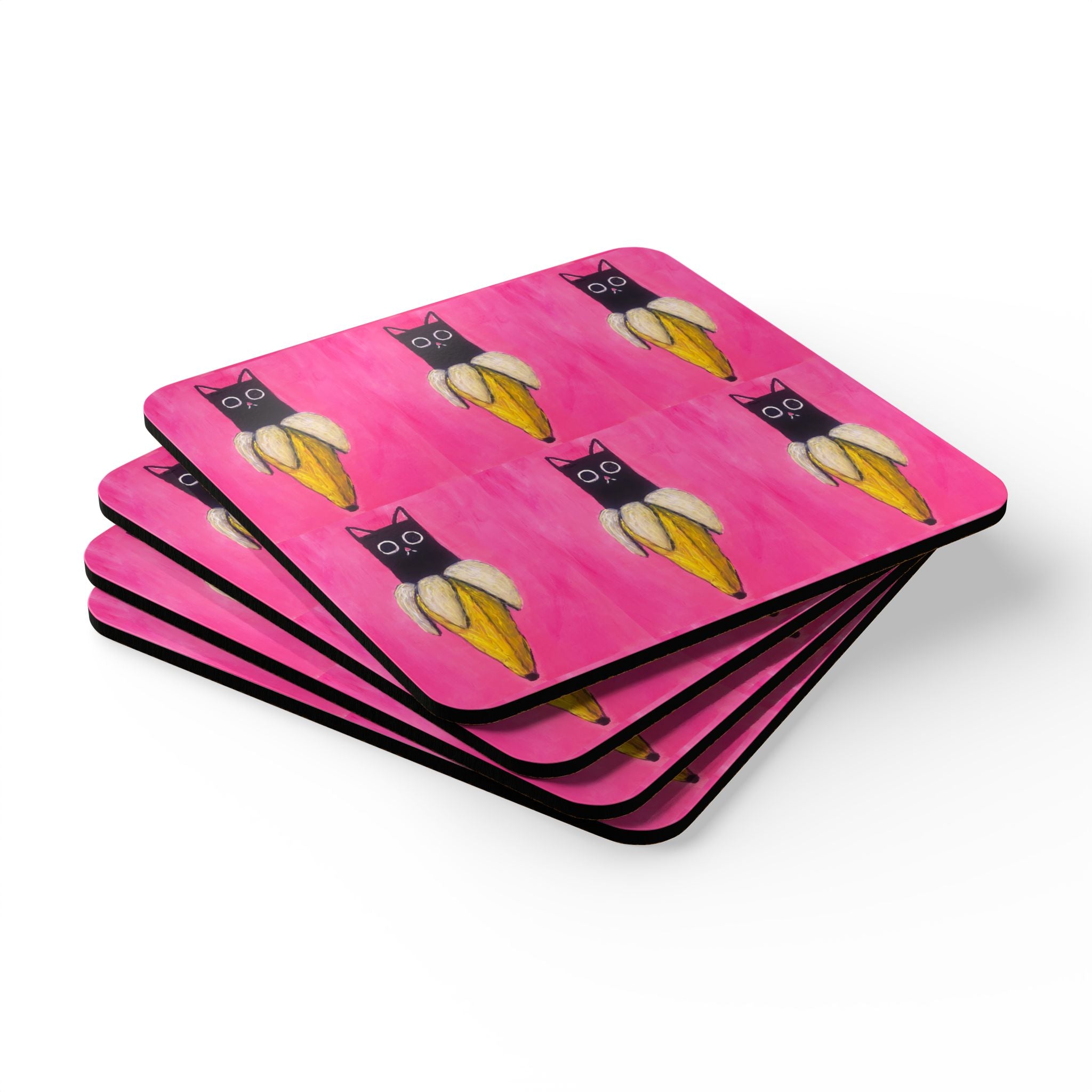 Banana Cat Coaster Set