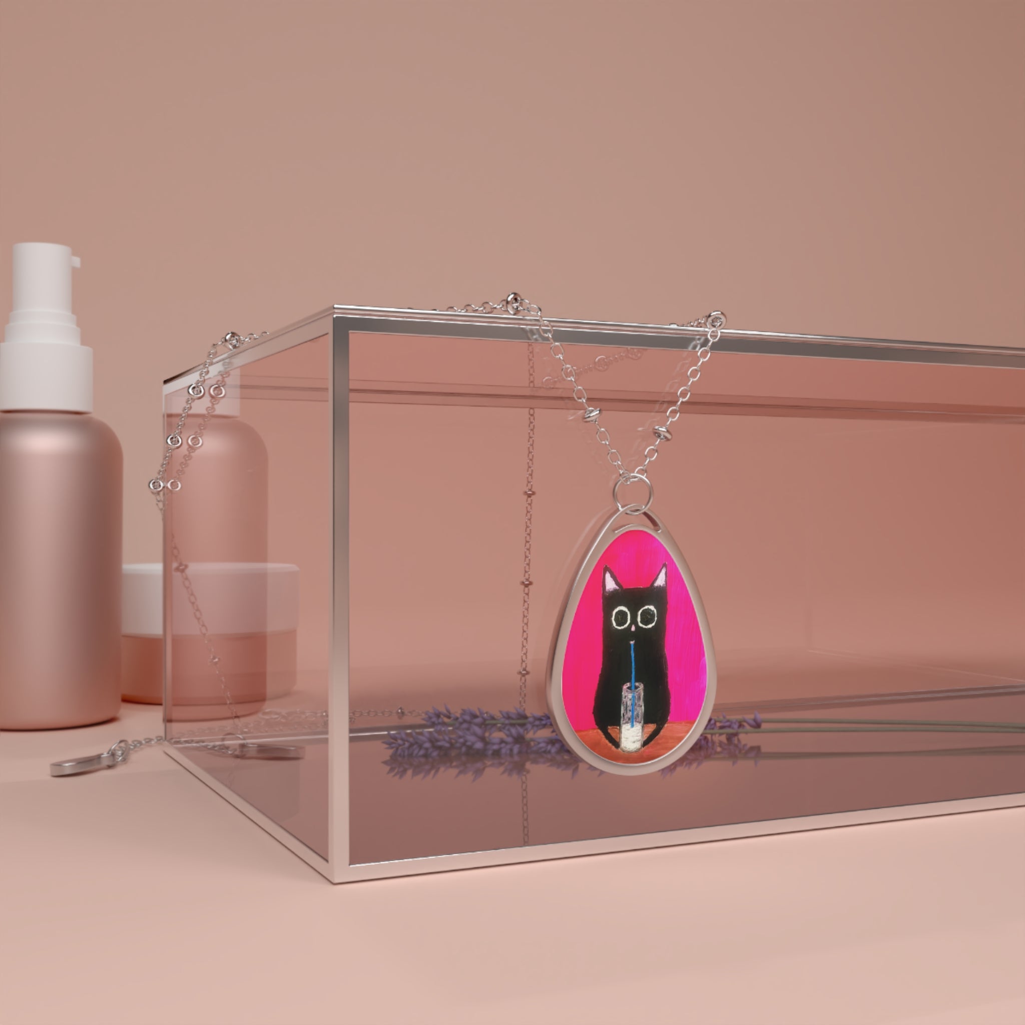 Cat With Milk, Pendant and Necklace