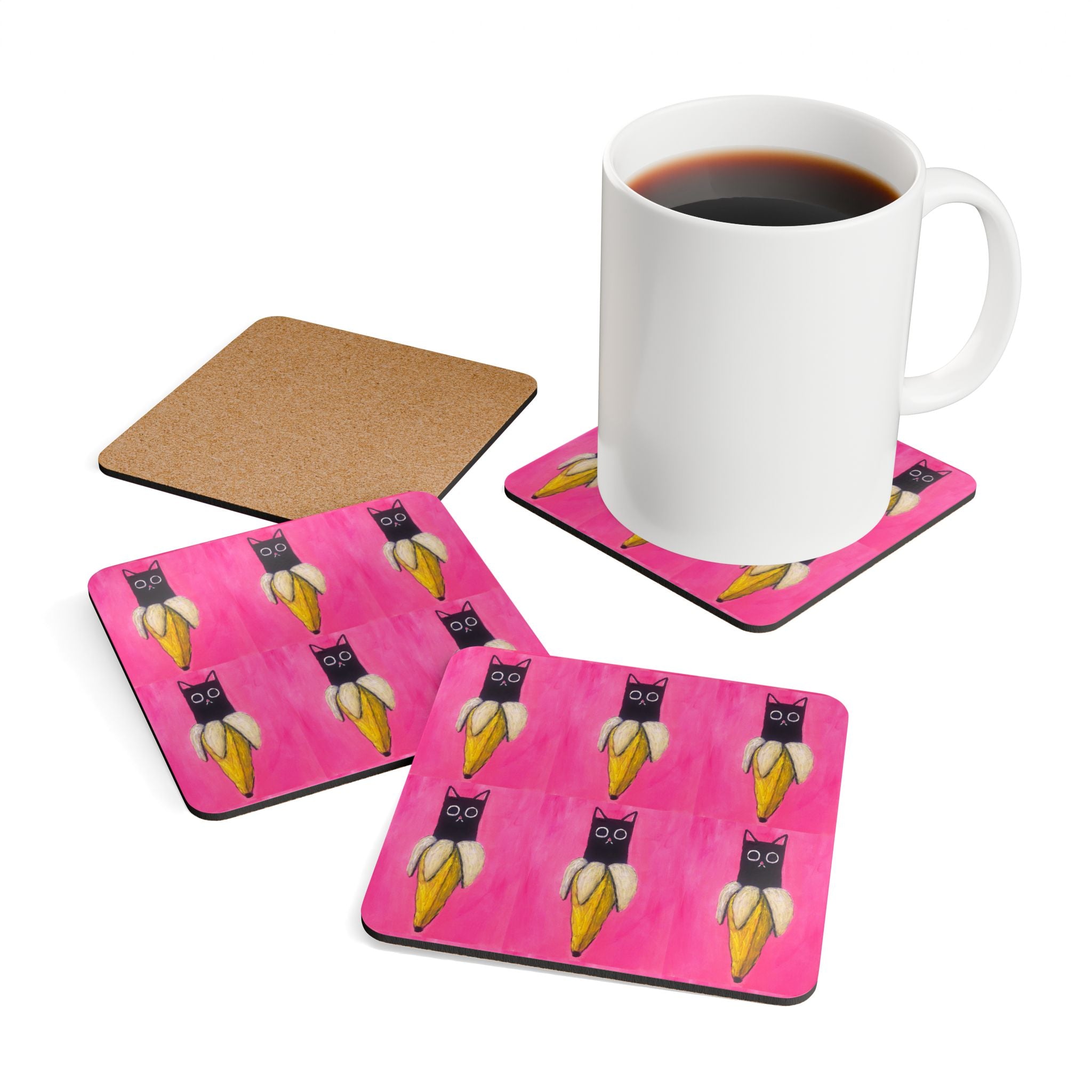 Banana Cat Coaster Set