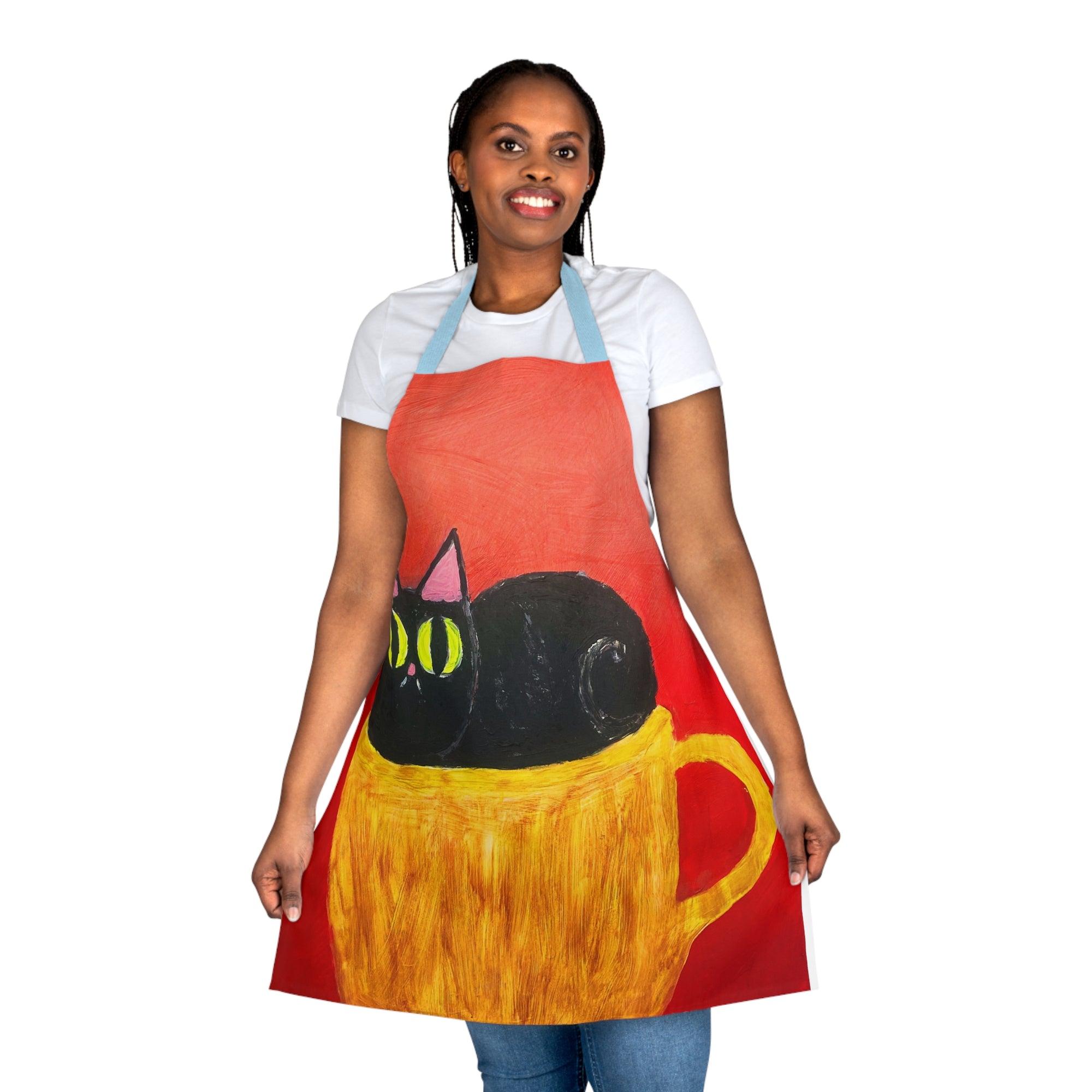 Cup of Cat Apron,Choice of 5 Colours Straps