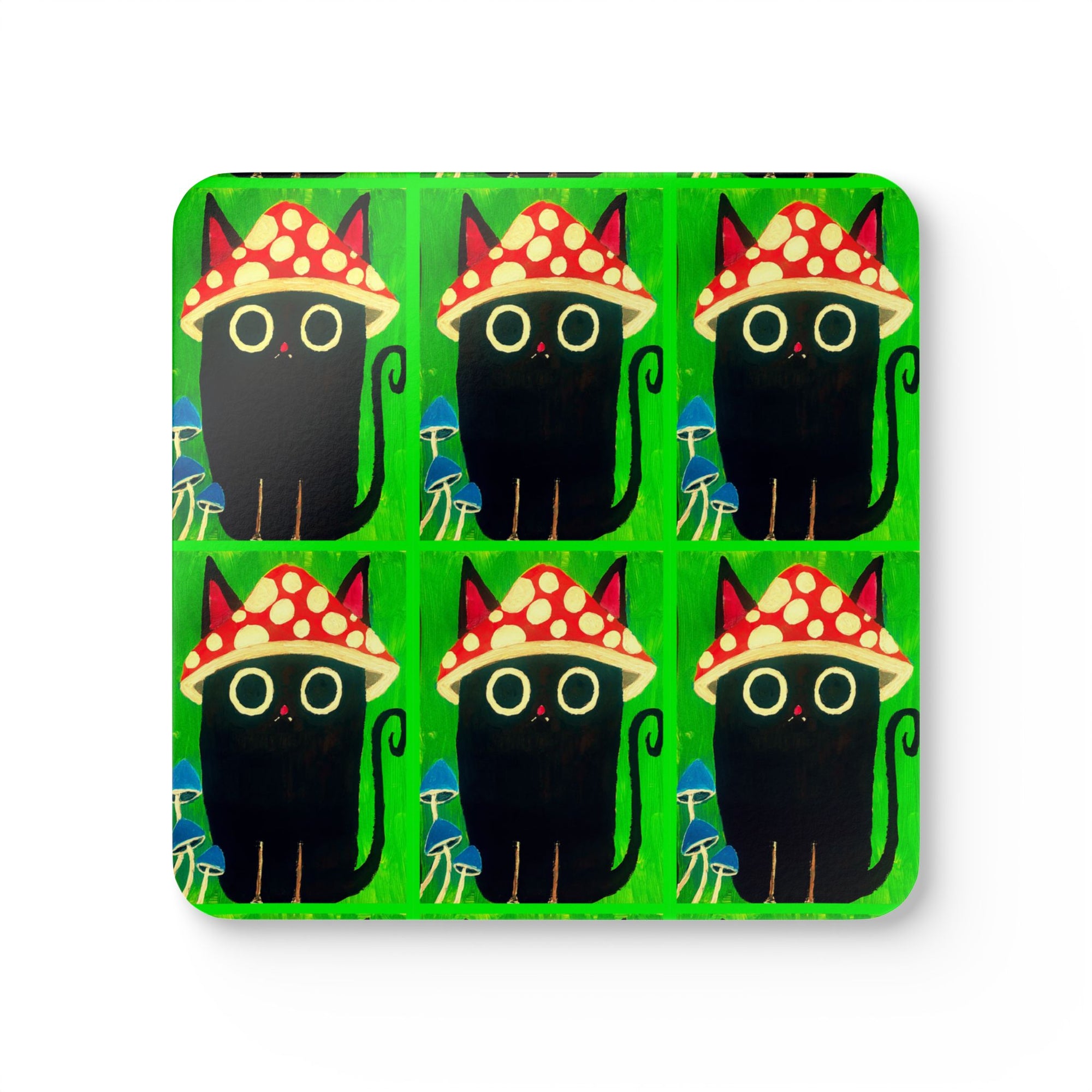 Coaster Set - Mushroom Cat Design
