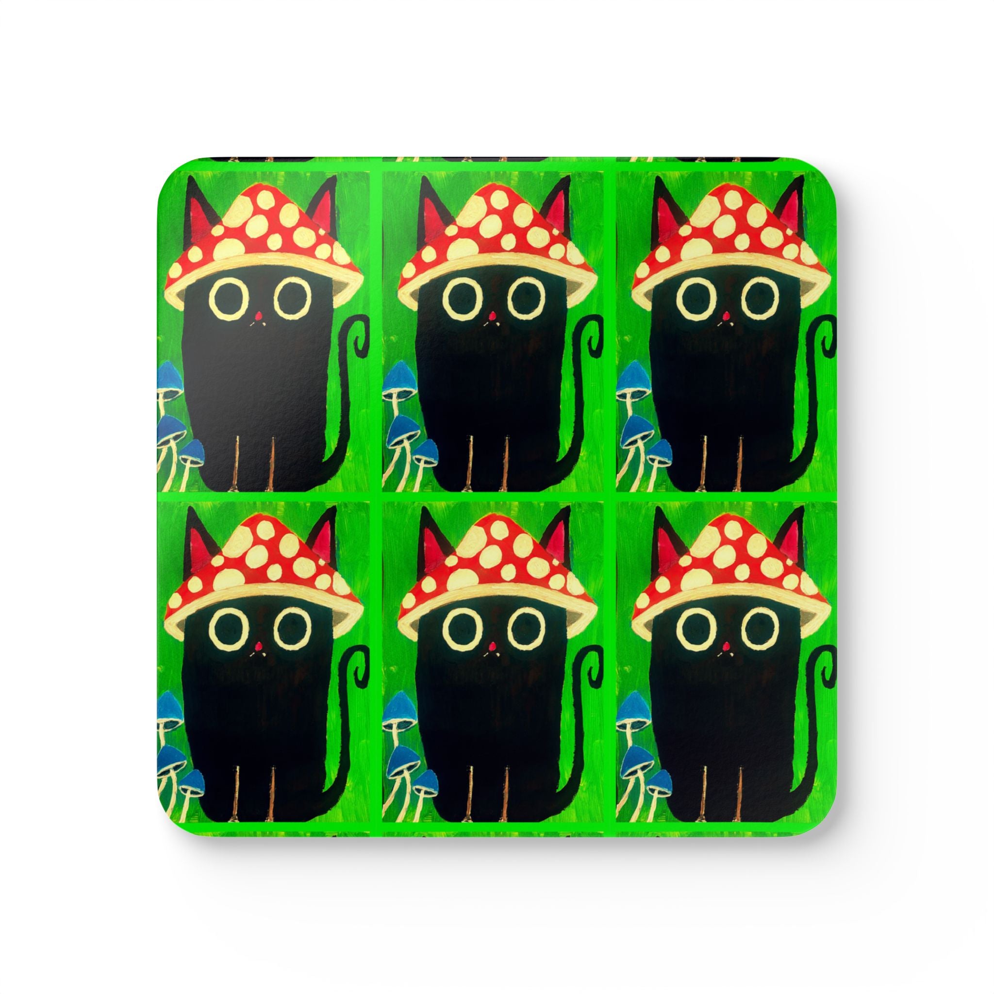 Coaster Set - Mushroom Cat Design