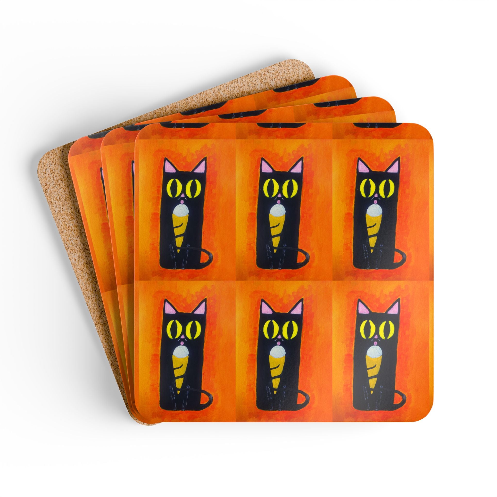 Coaster Set - Ice Cream Cat Design