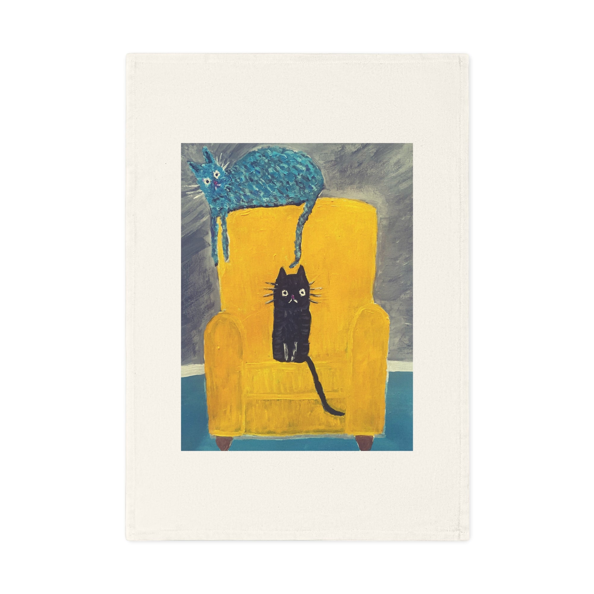 Cats On Armchair Tea Towel