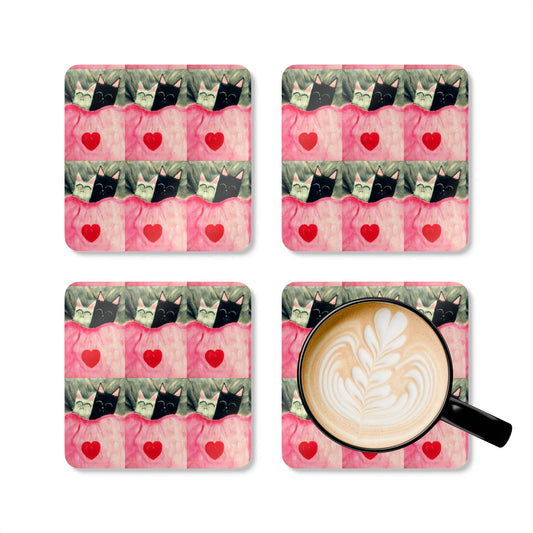 Coaster Set - Sleeping Cats