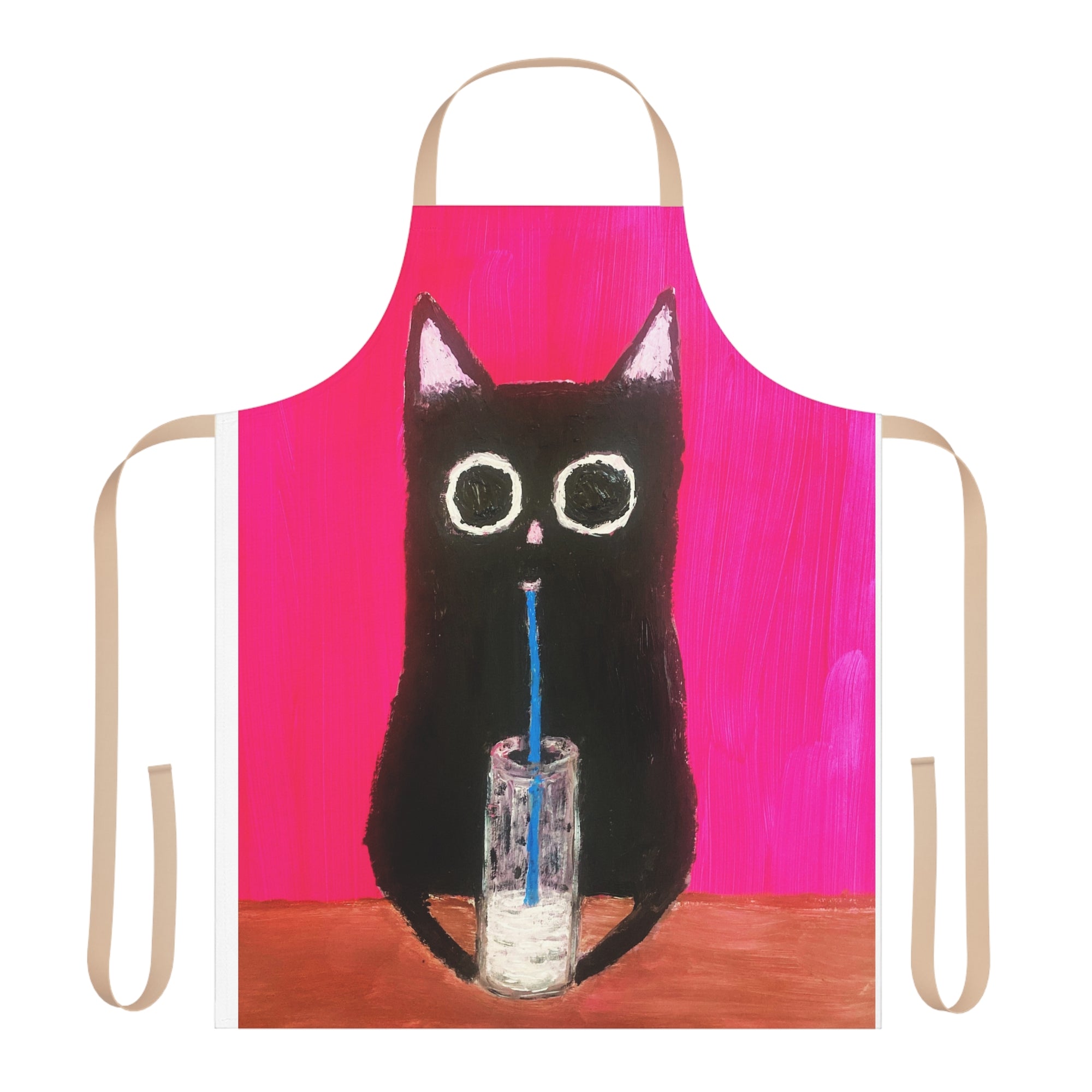 Cat With Milk Apron, Choice Of 5 Colour Straps