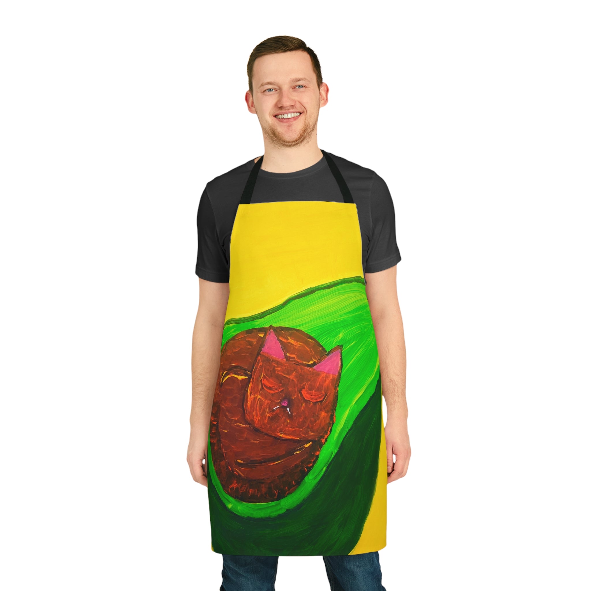 Avocado Cat Apron, Choice of 5 Colour Straps