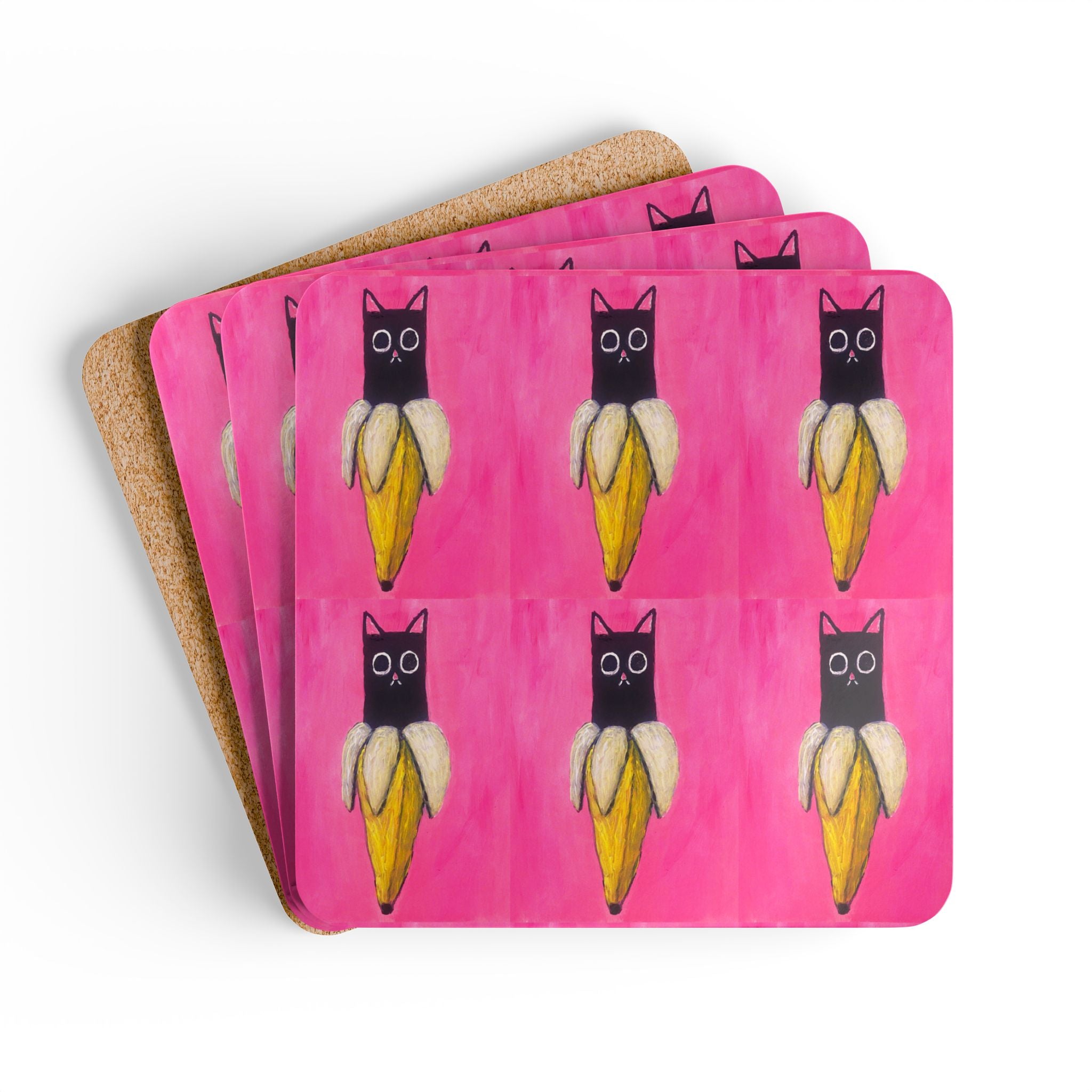 Banana Cat Coaster Set