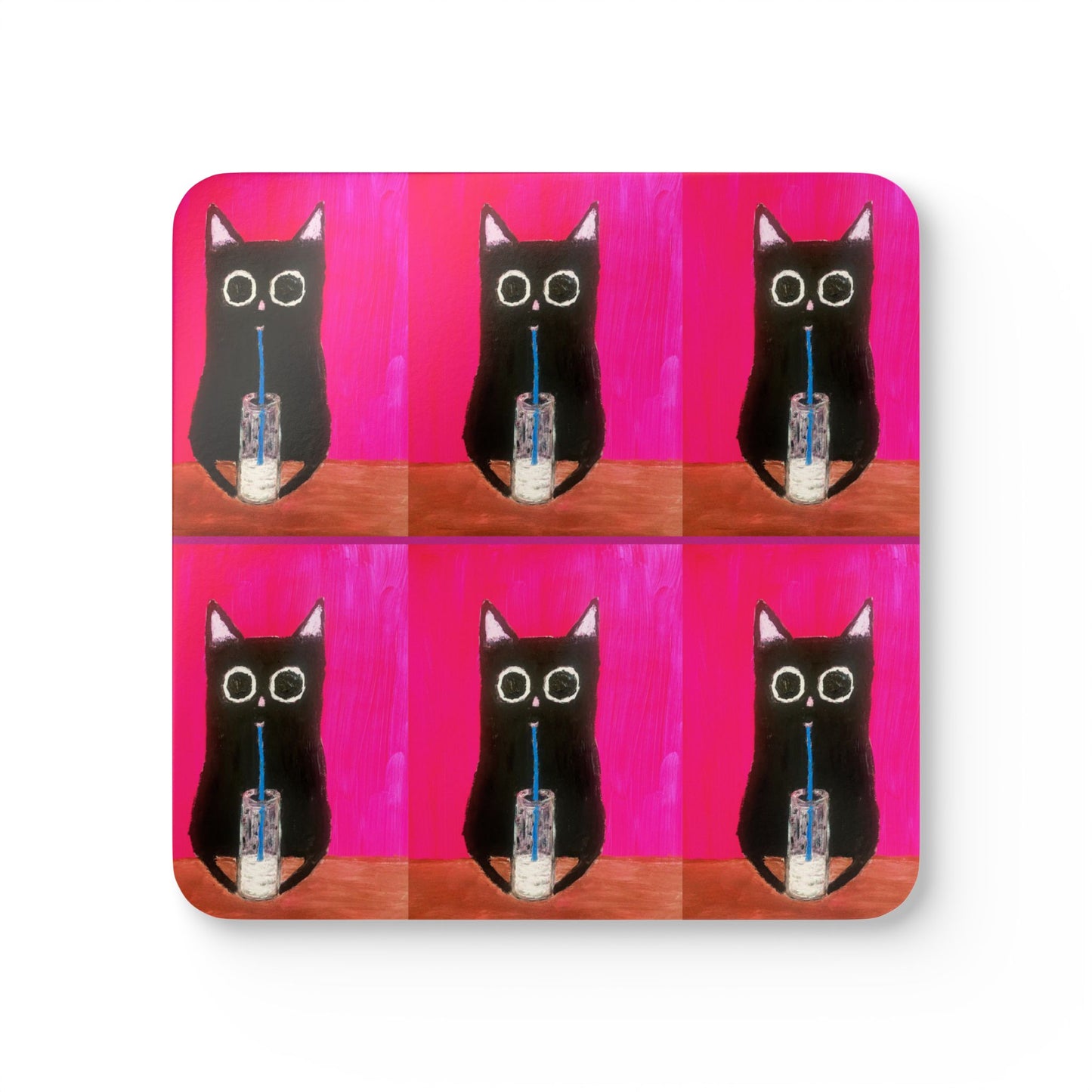 Coaster Set - Cat with Milk Design