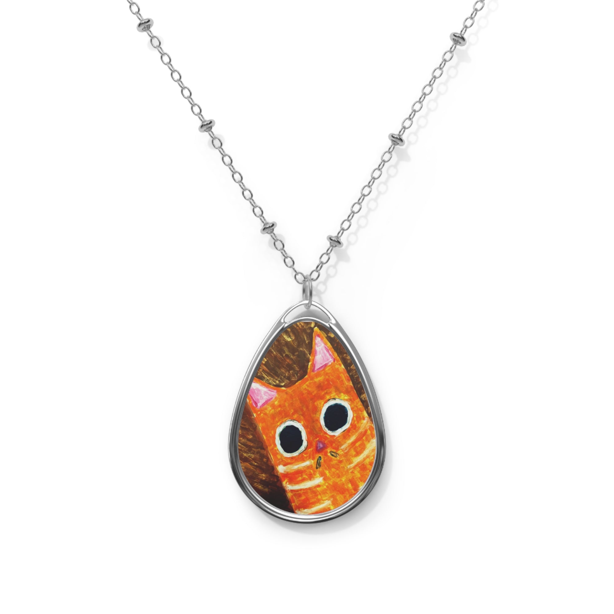 Ginger Cat Oval Necklace