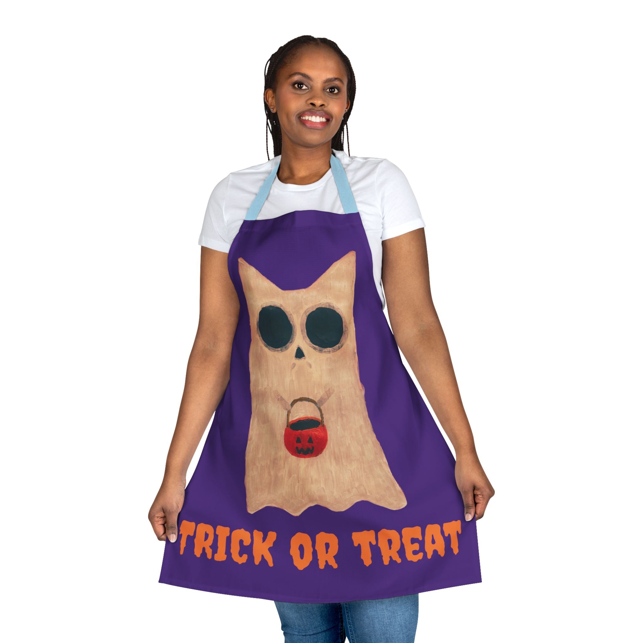 Trick Or Treat Apron, Choice Of 5 Colour Staps