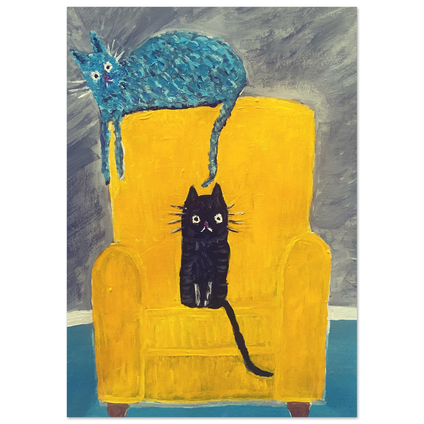 Cats On Armchair Print Available in A4, A3, A2 Sizes