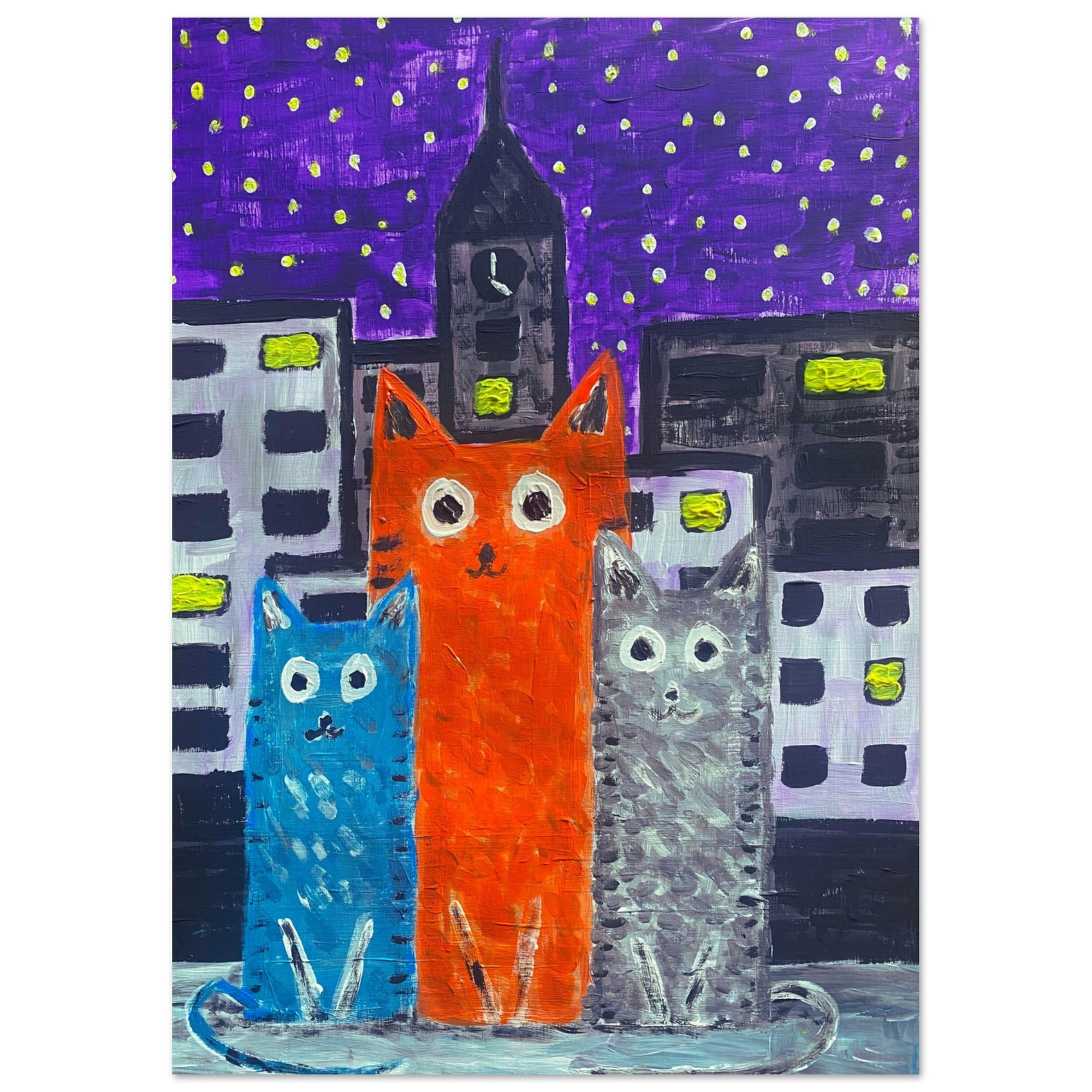 Cats On The Town Poster Print Available In A4, A3, A2 Formats