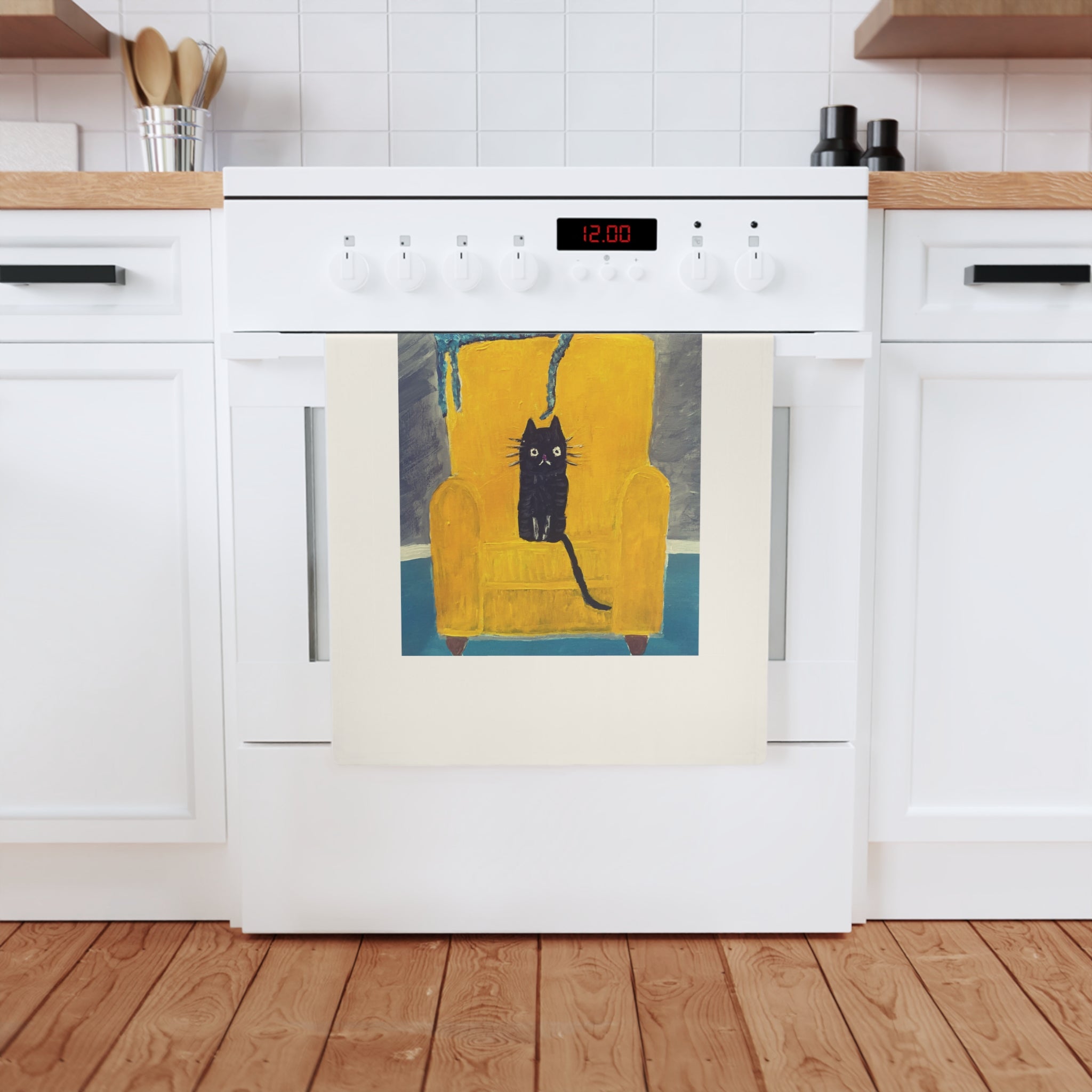 Cats On Armchair Tea Towel
