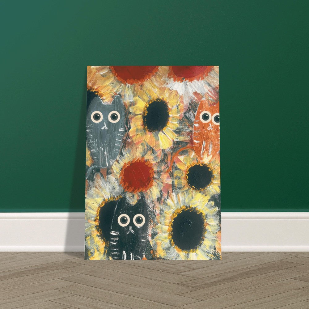 Cats & Flowers Poster Print Available in A4, A3, A2 Sizes