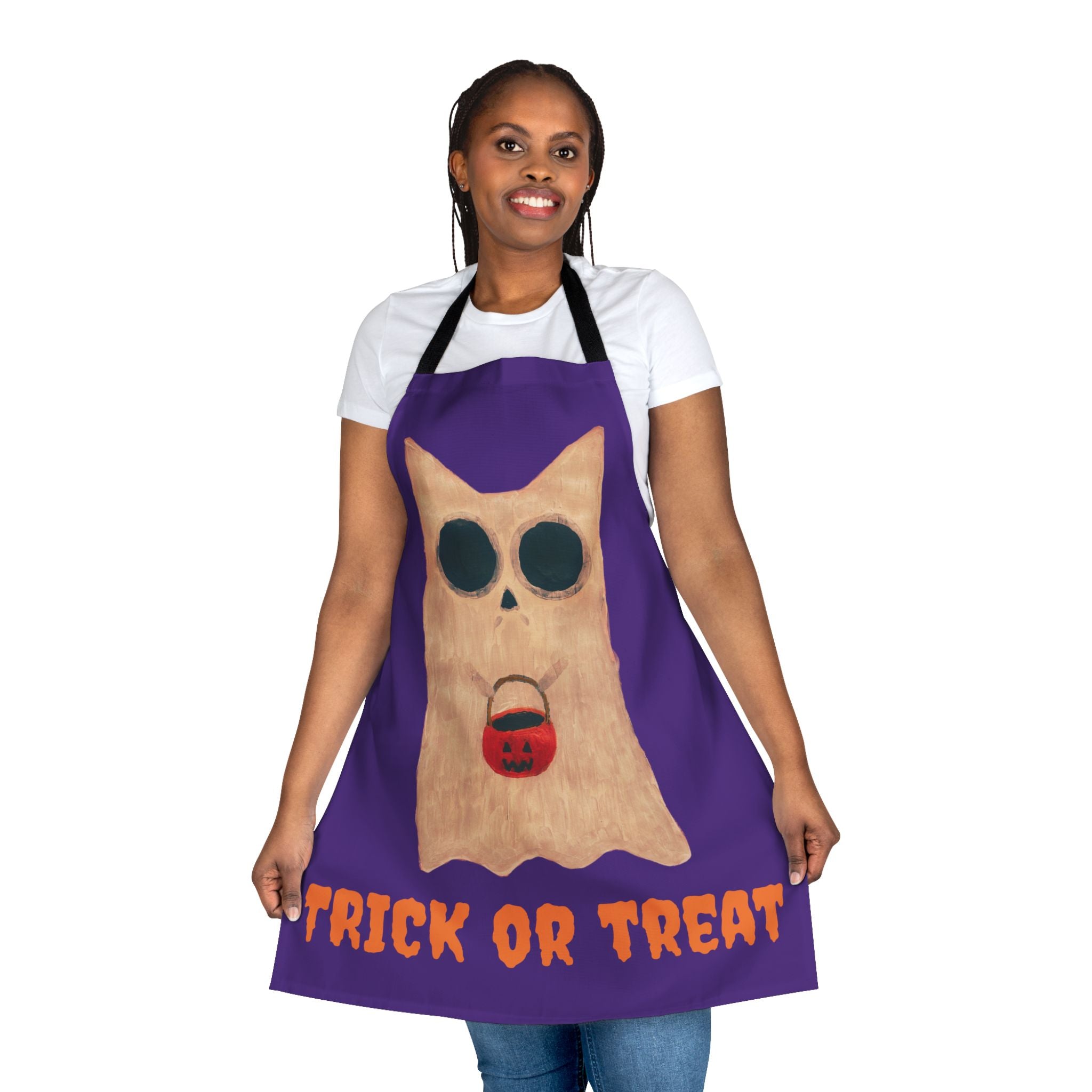 Trick Or Treat Apron, Choice Of 5 Colour Staps