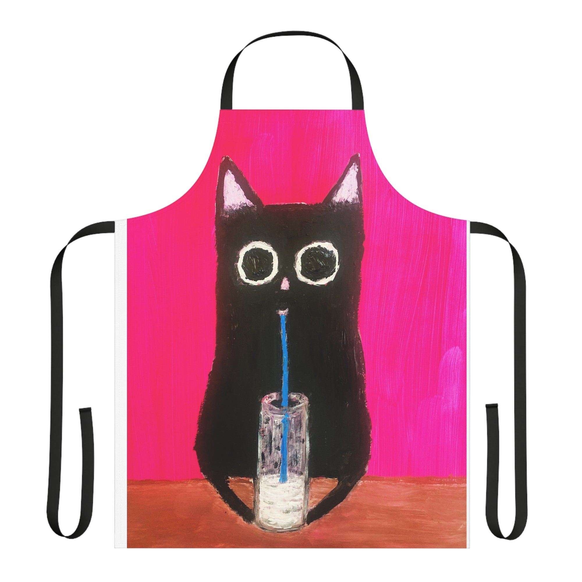 Cat With Milk Apron, Choice Of 5 Colour Straps