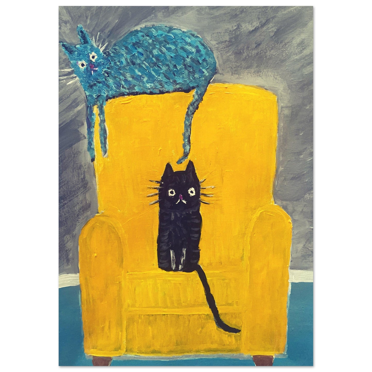 Cats On Armchair Print Available in A4, A3, A2 Sizes