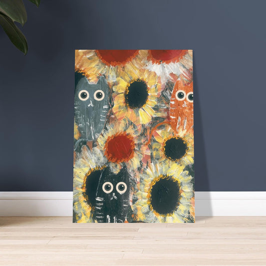 Cats & Flowers Poster Print Available in A4, A3, A2 Sizes