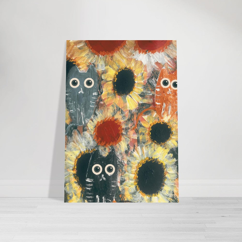 Cats & Flowers Poster Print Available in A4, A3, A2 Sizes