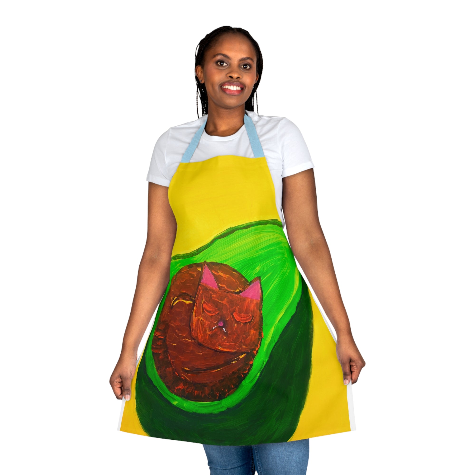 Avocado Cat Apron, Choice of 5 Colour Straps