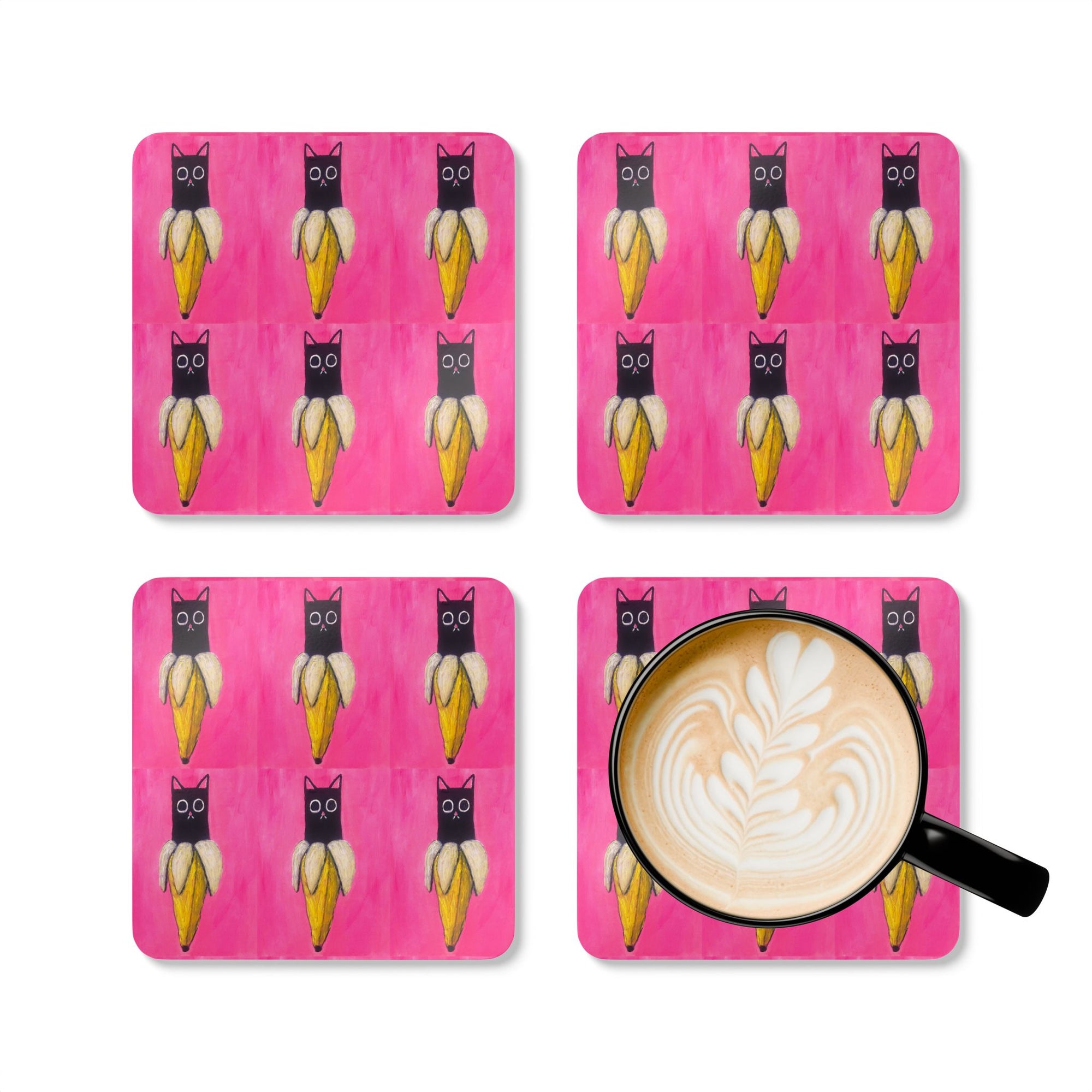 Banana Cat Coaster Set