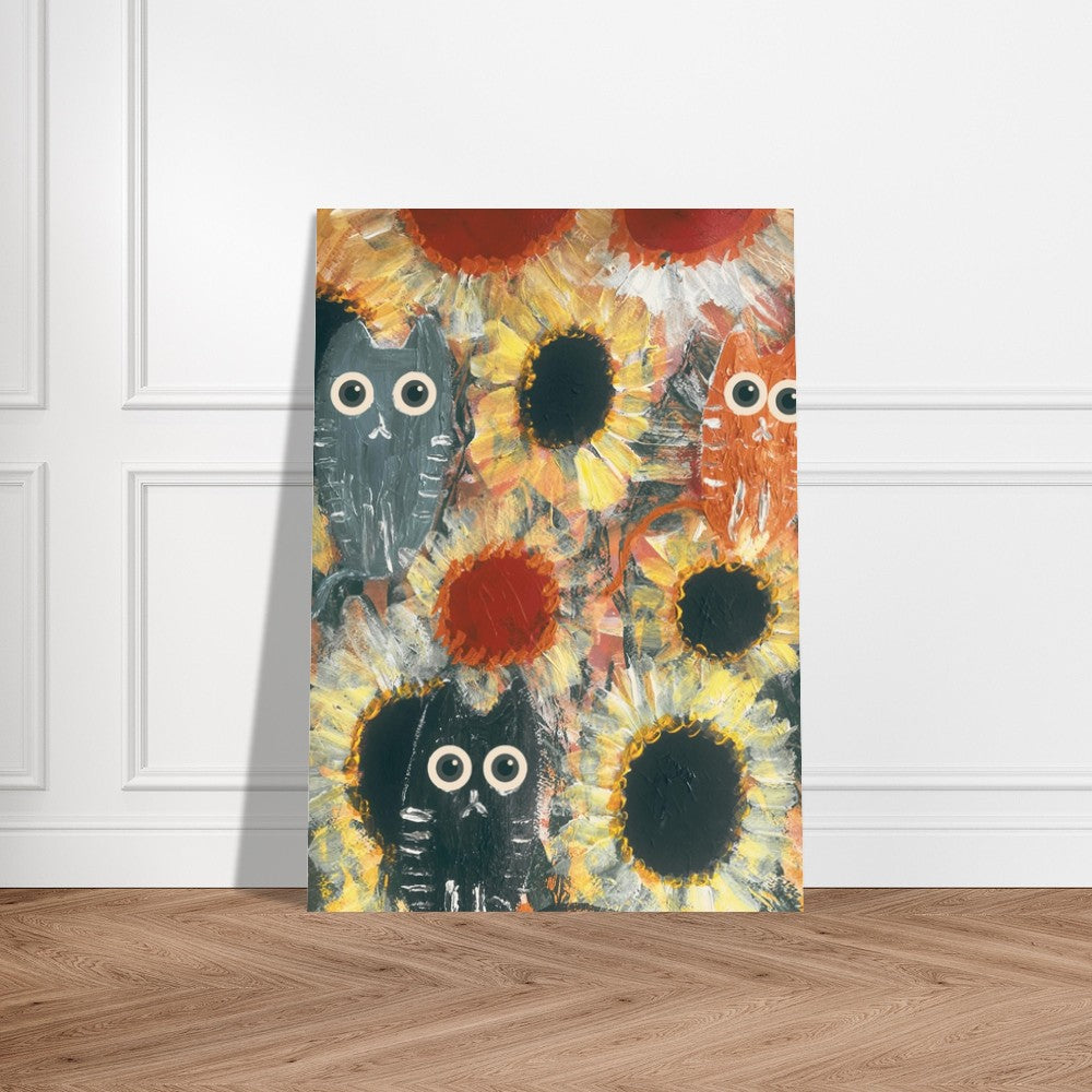 Cats & Flowers Poster Print Available in A4, A3, A2 Sizes