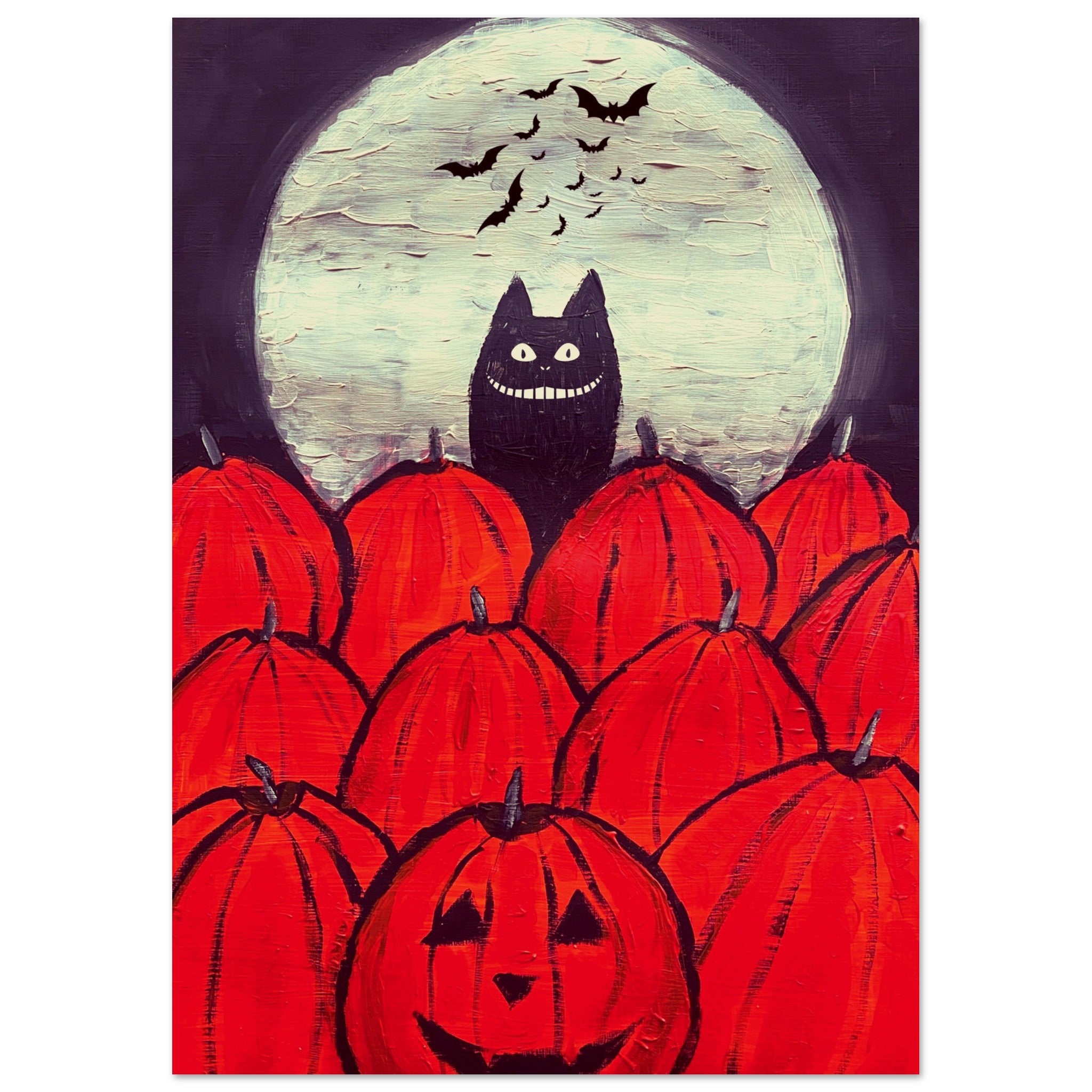 Spooky Kawaii Cat Poster Print Available In A4, A3, A2