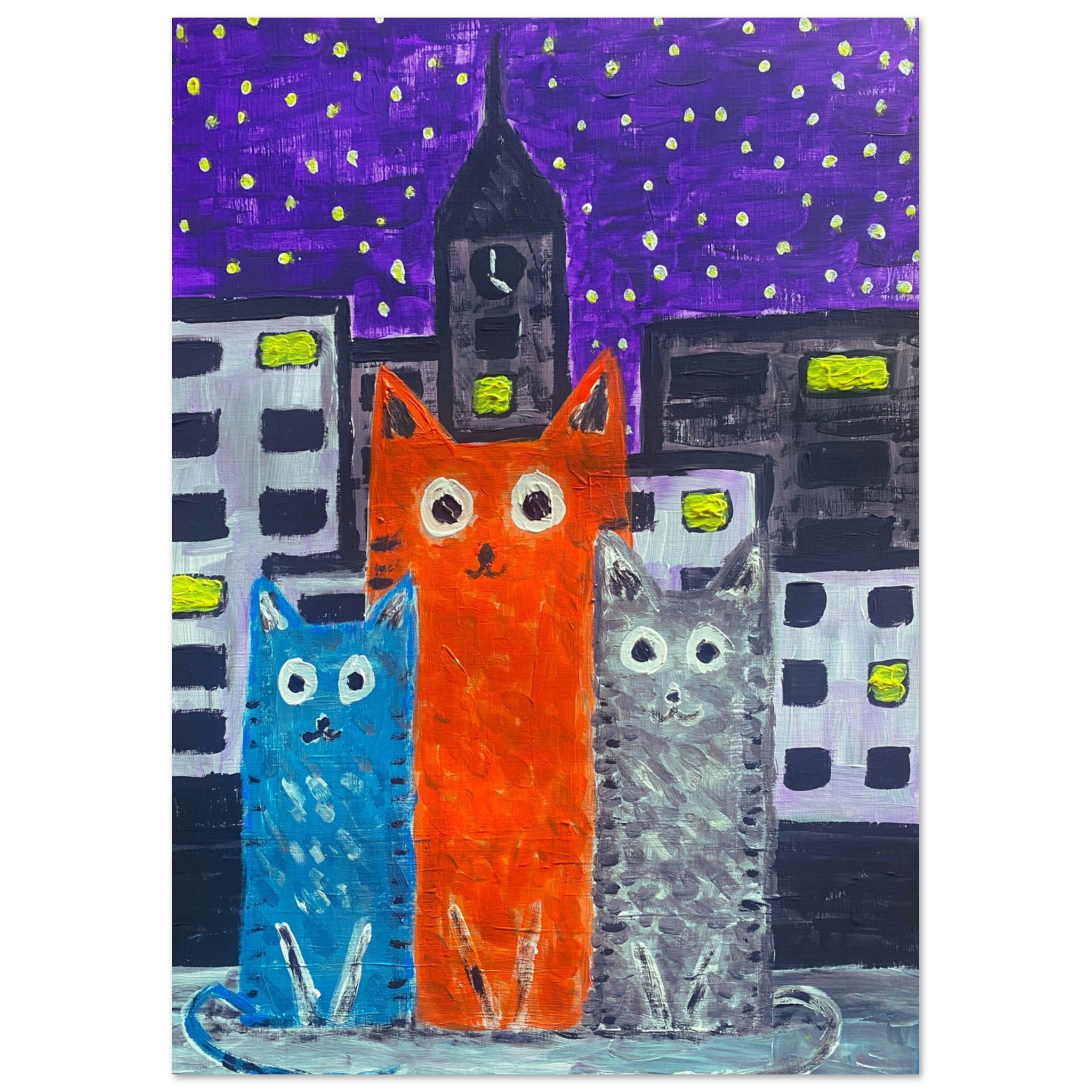 Cats On The Town Poster Print Available In A4, A3, A2 Formats