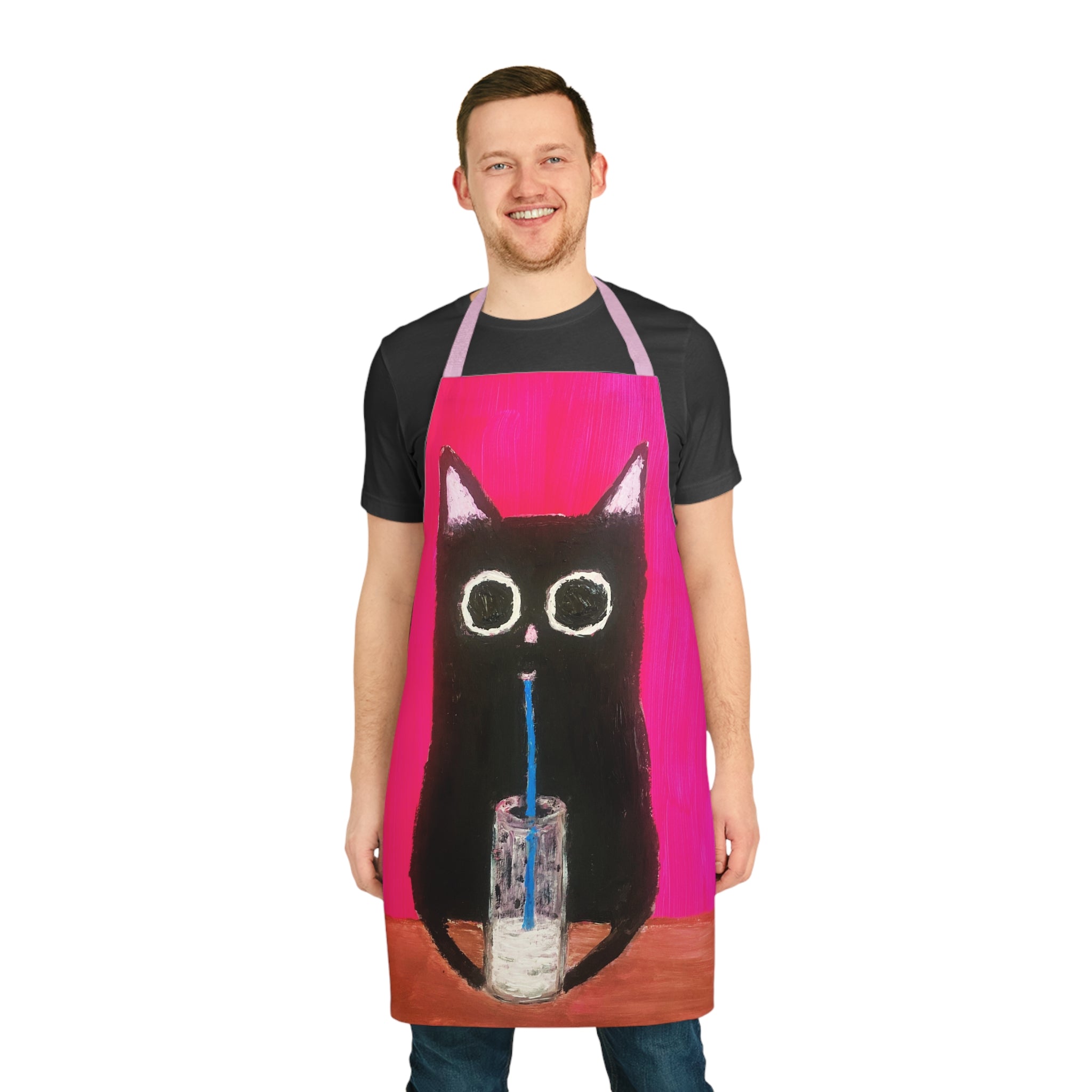 Cat With Milk Apron, Choice Of 5 Colour Straps