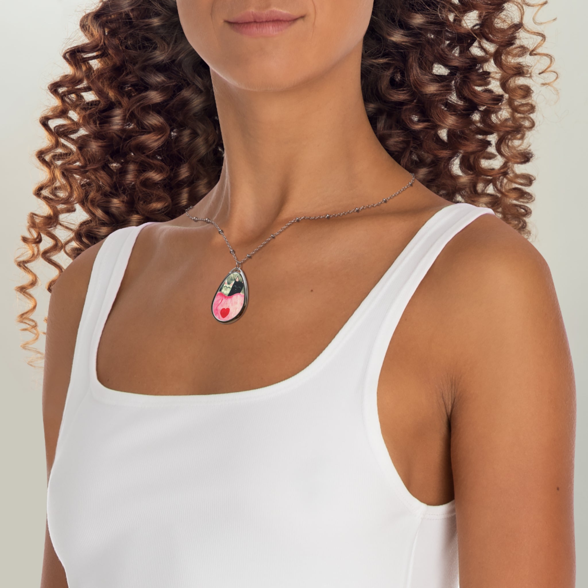 Sleepy Cats Oval Necklace
