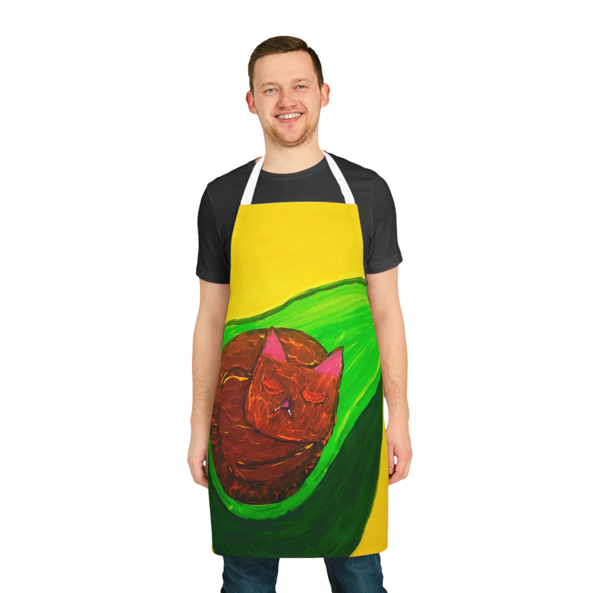 Avocado Cat Apron, Choice of 5 Colour Straps