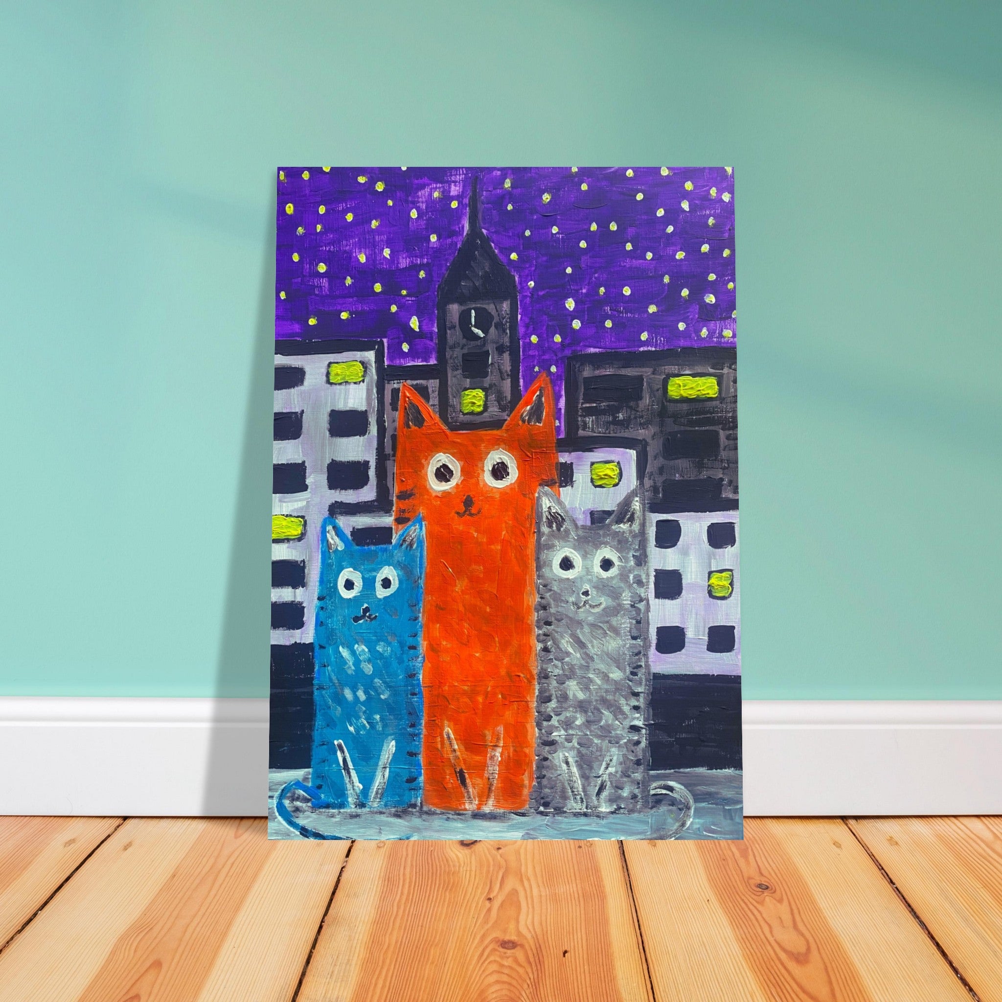 Cats On The Town Poster Print Available In A4, A3, A2 Formats