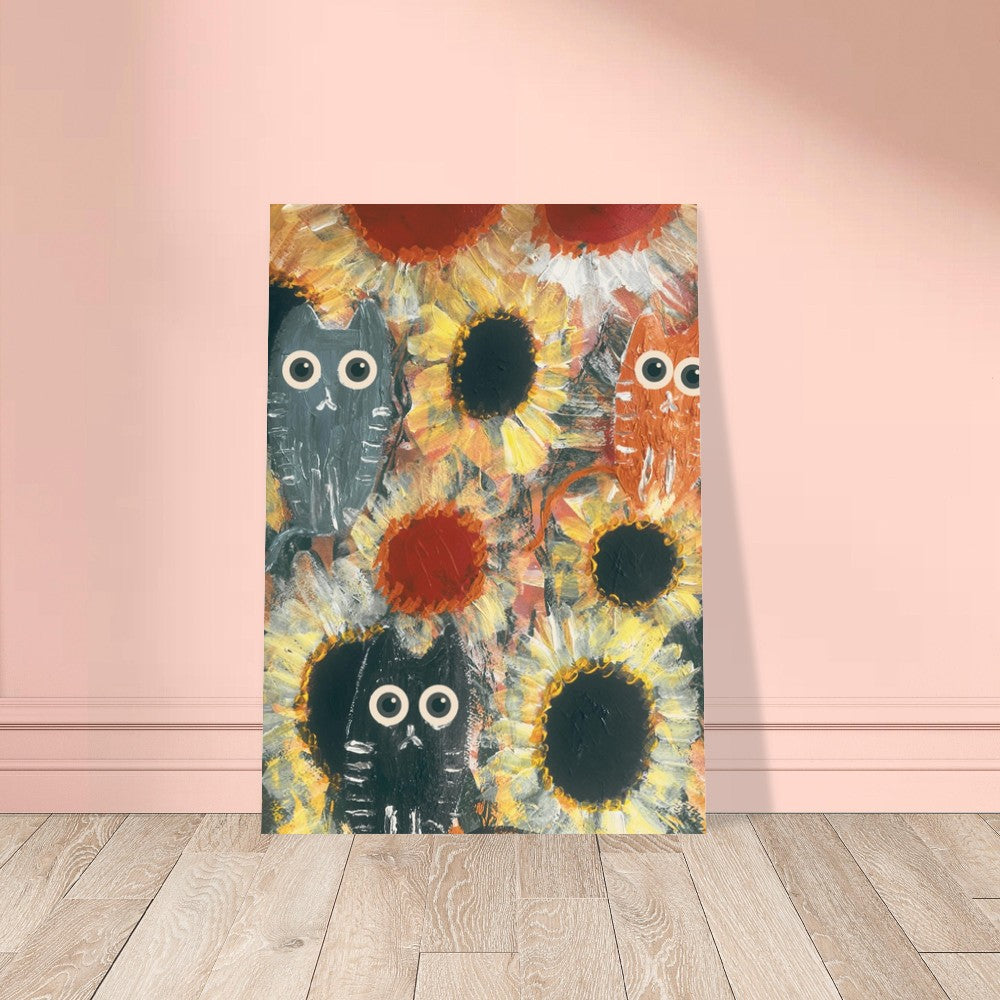 Cats & Flowers Poster Print Available in A4, A3, A2 Sizes
