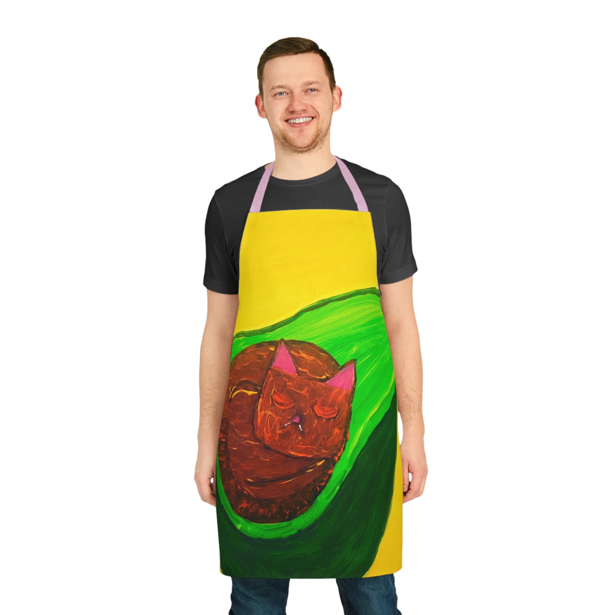 Avocado Cat Apron, Choice of 5 Colour Straps