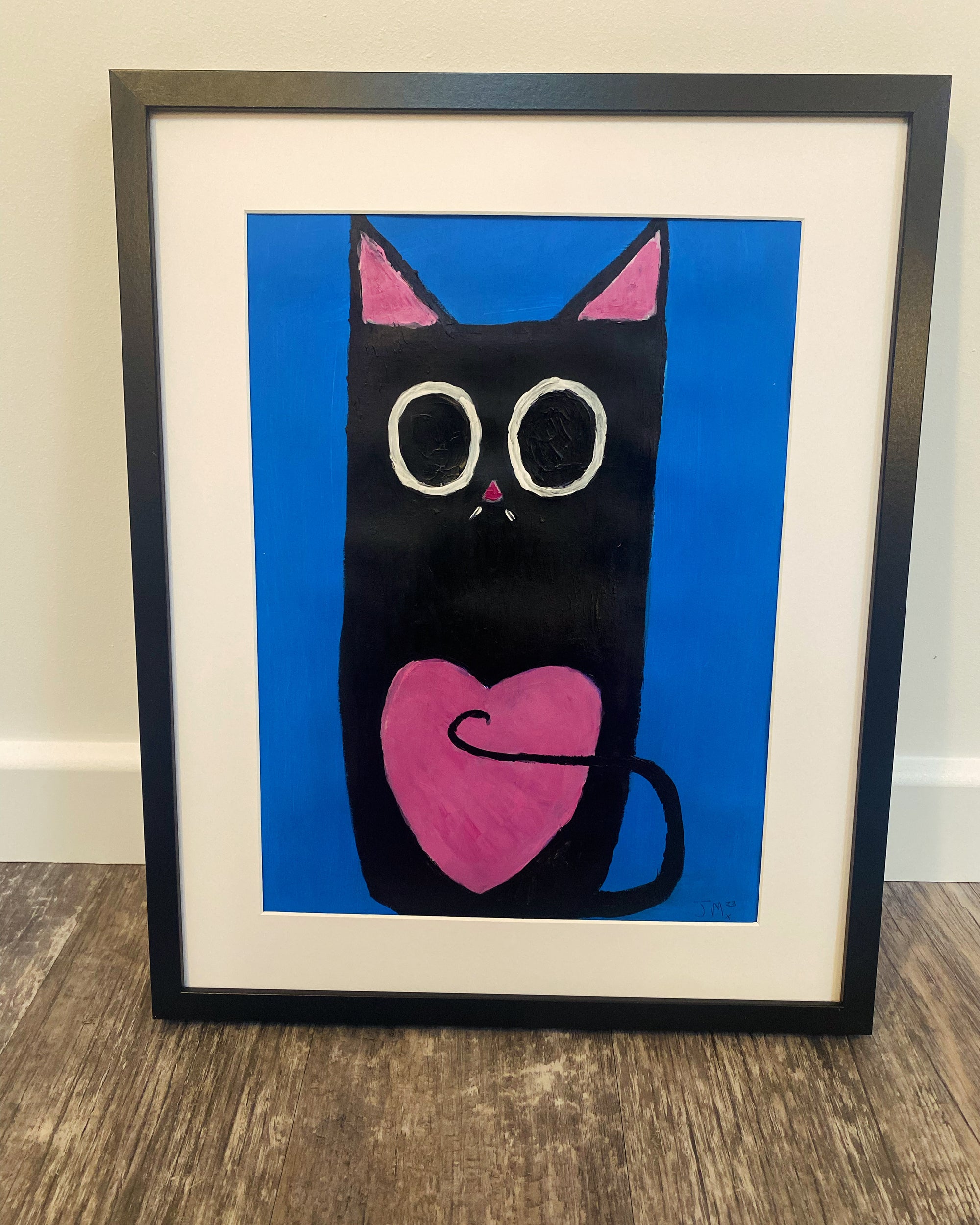 Love Cat Original Acrylic Painting Signed By The Artist