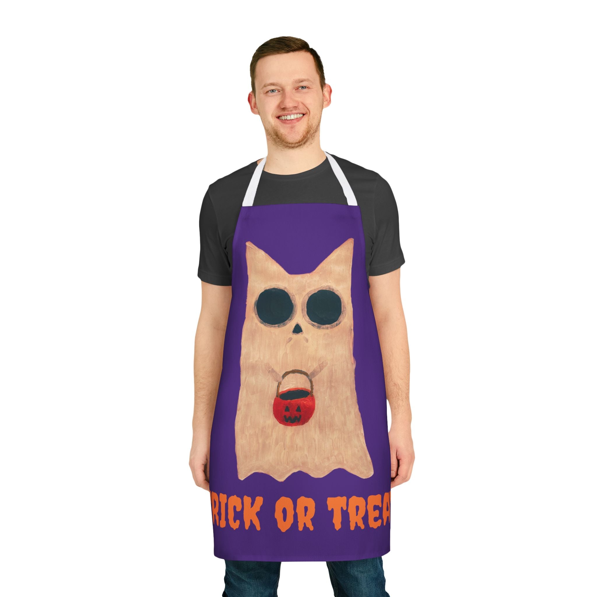 Trick Or Treat Apron, Choice Of 5 Colour Staps